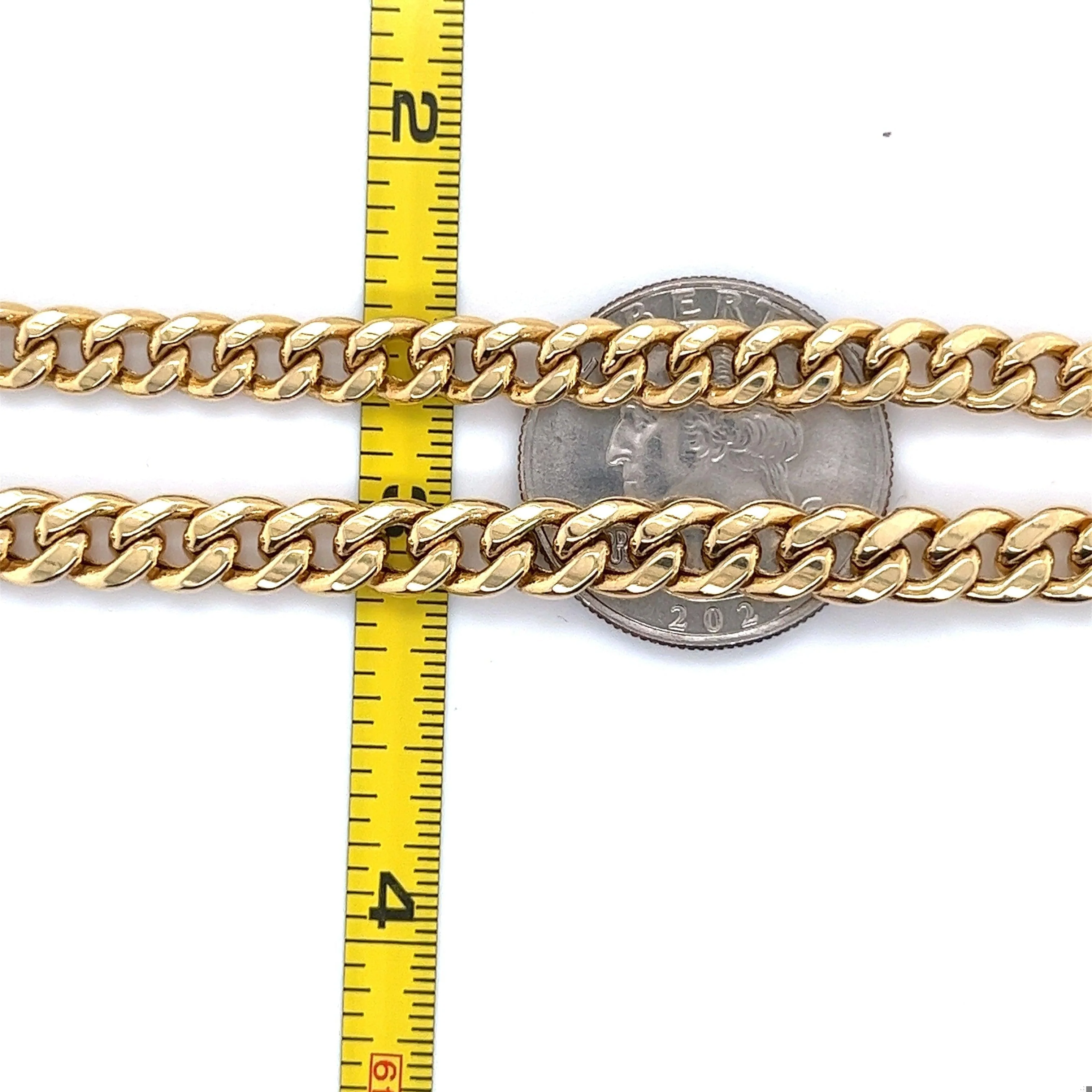 14K Yellow Gold Curb Link Chain Mens Bracelet | 5.75-6.5mm - 8.5 Inches - Image 3