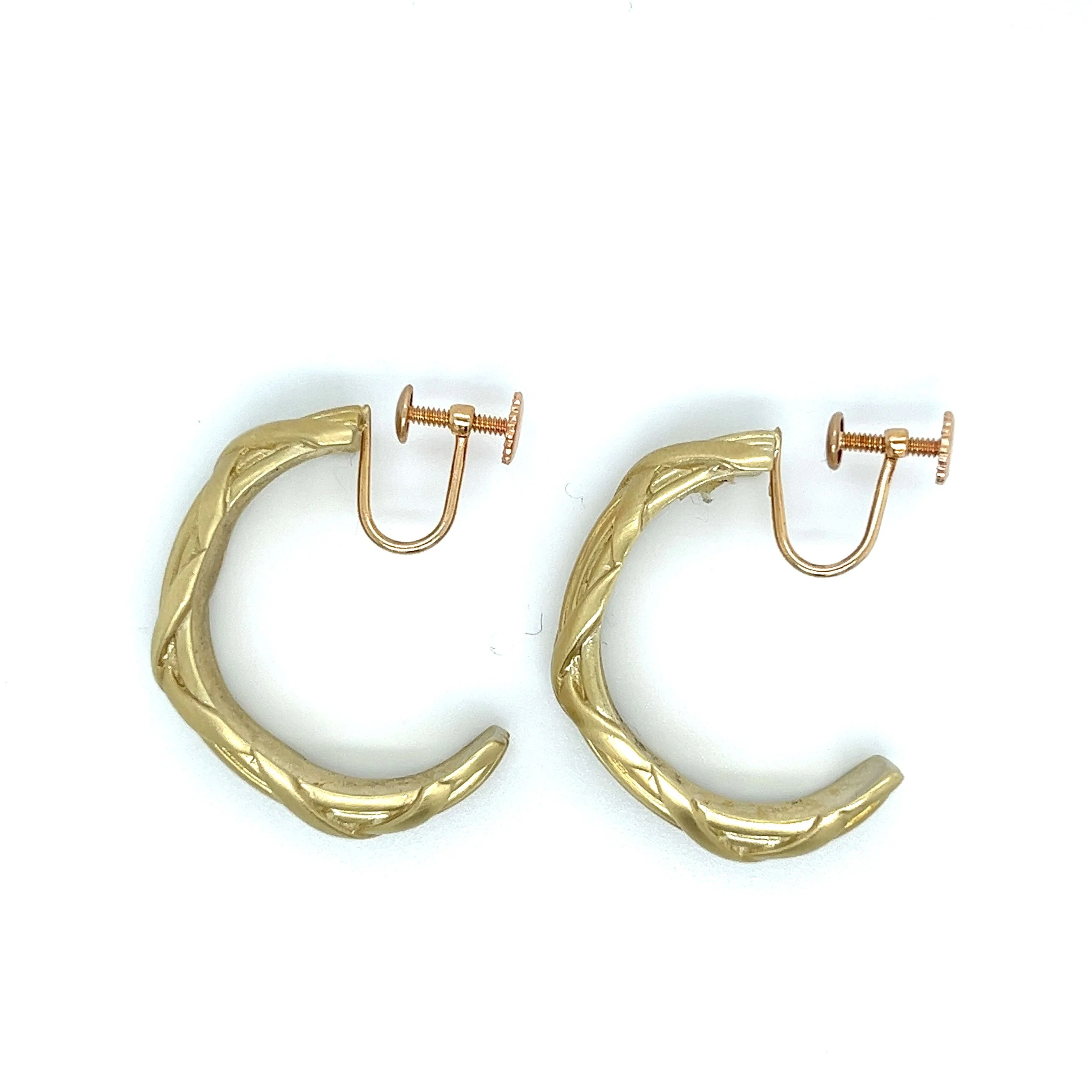 14K Brushed Gold Earring, Ring and Bangle Set | Mignon Faget Signed - Image 4