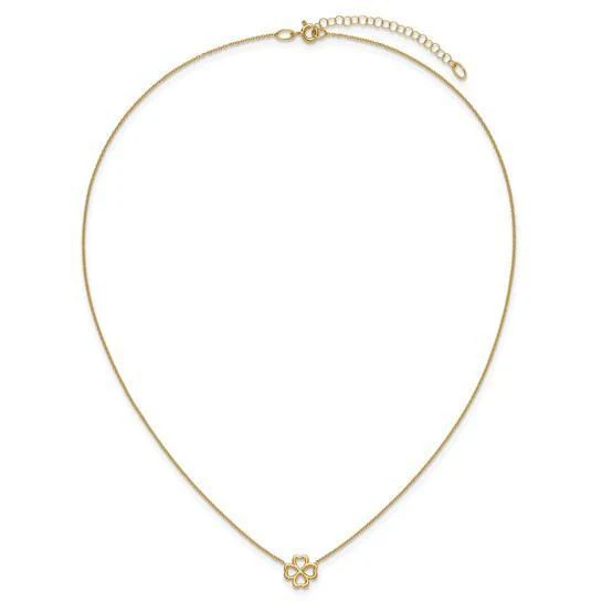 14K Yellow Gold Four Heart Clover Pendant Necklace - Image 3
