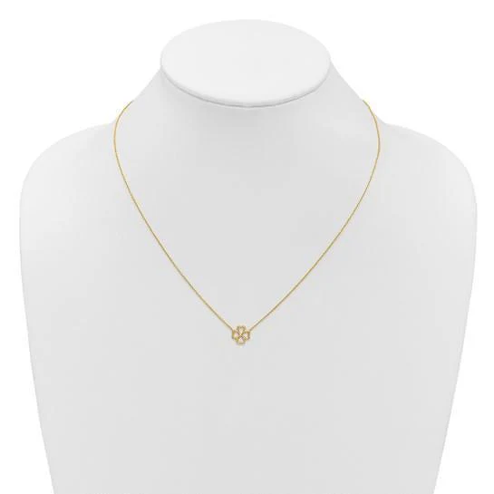 14K Yellow Gold Four Heart Clover Pendant Necklace - Image 6