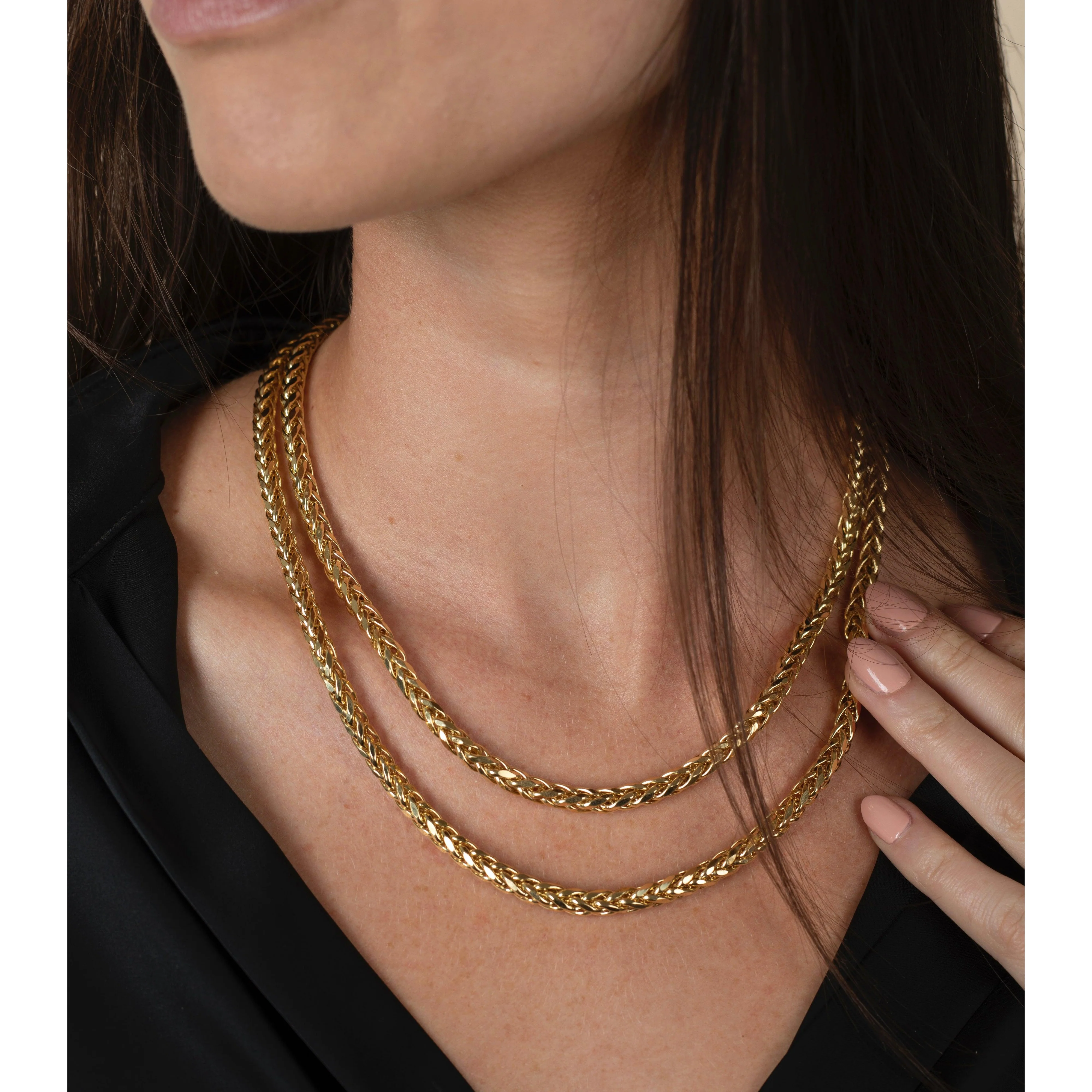 14K Yellow Gold Franco Spiga Link Necklace 4.8MM 18-20 Inches - Image 2