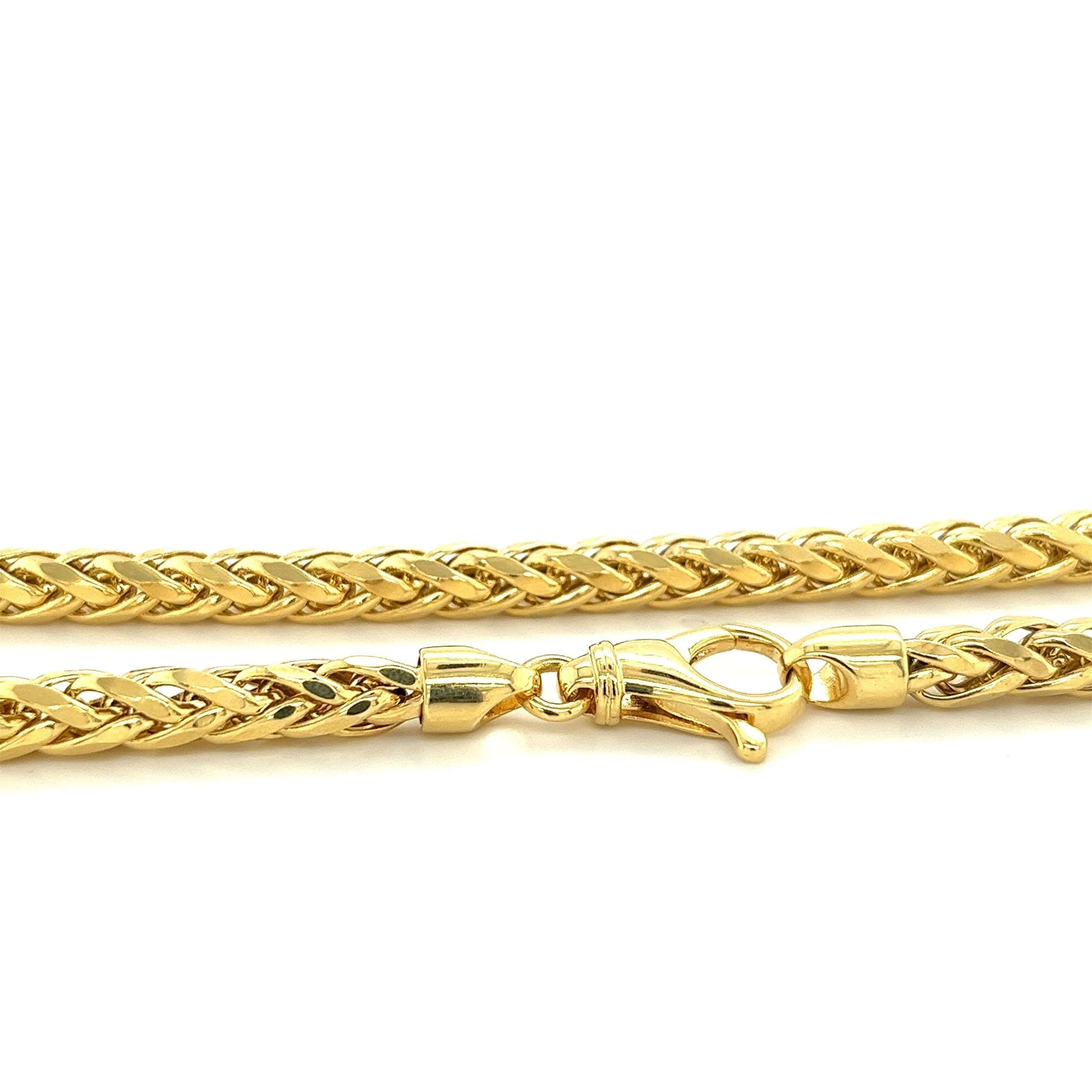 14K Yellow Gold Franco Spiga Link Necklace 4.8MM 18-20 Inches - Image 4