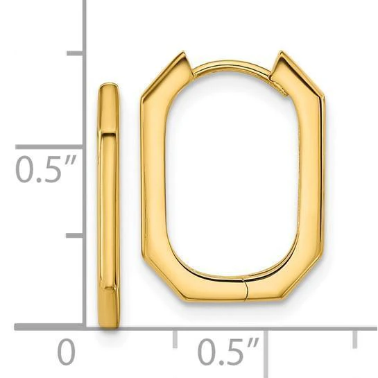 14K Yellow Gold Geometric Polished Hinged Hoop Earrings - Image 5