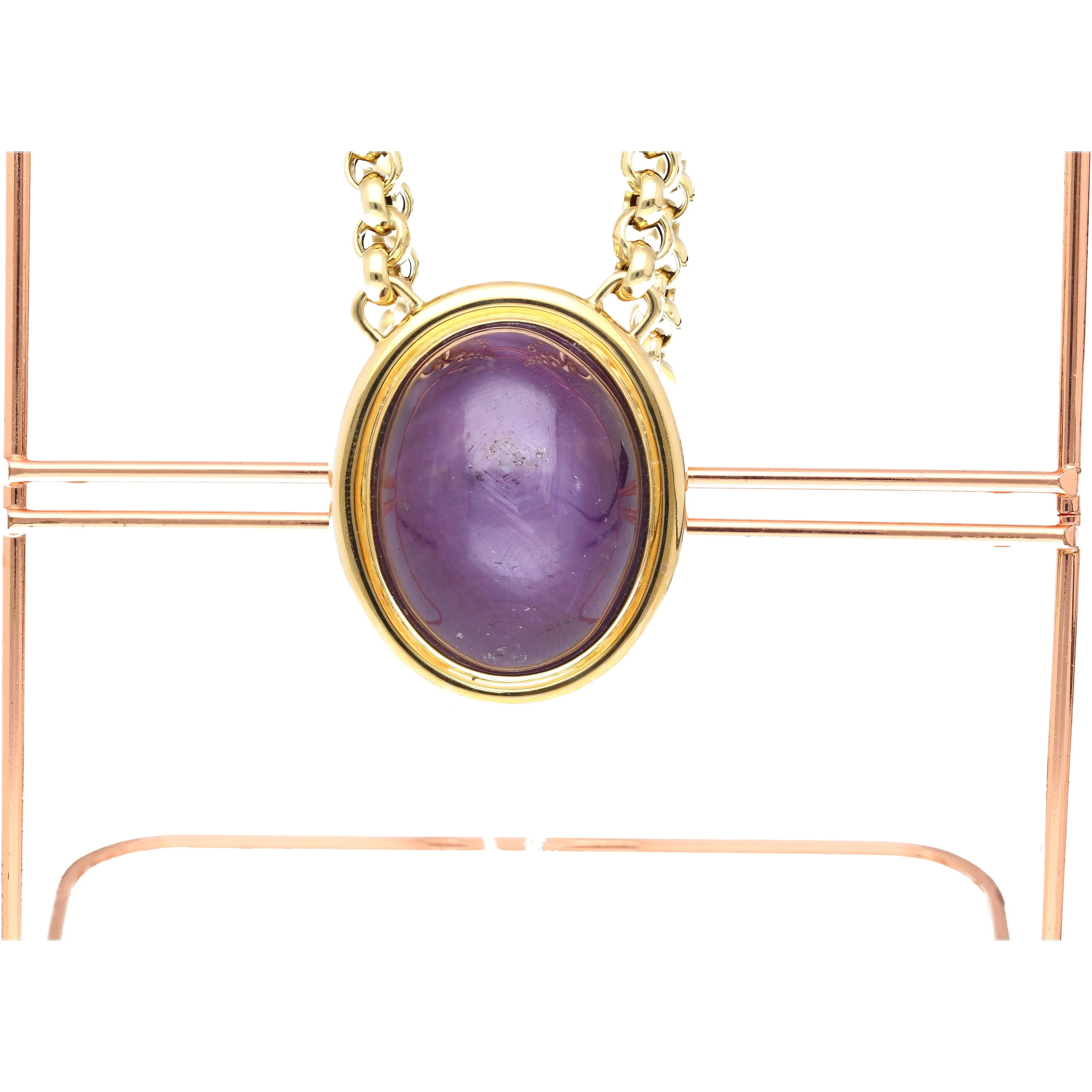 155.48 Carat No-Heat Purple Star Ruby 18K Gold Bezel Pendant Necklace - Image 3