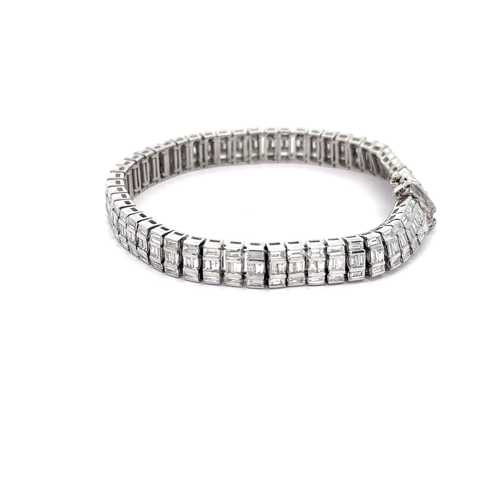 16 Carat Baguette Cut Diamond 18K White Gold Multi-Link Bracelet - Image 8