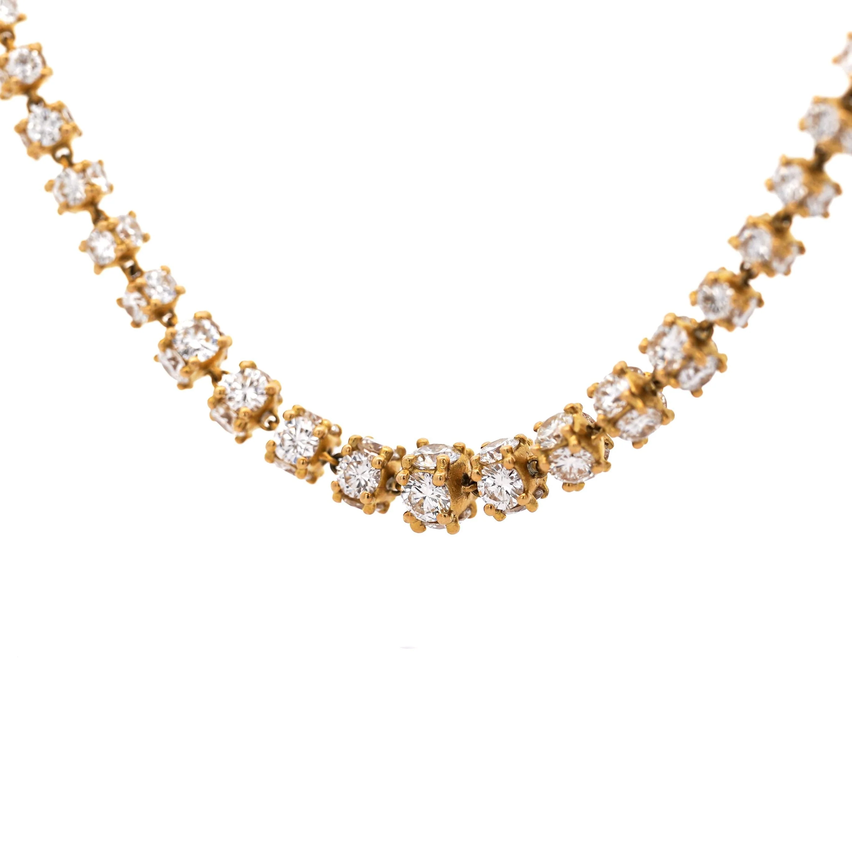 17 Carat Round Diamond 18K Gold Cylinder Chain Necklace - Image 3