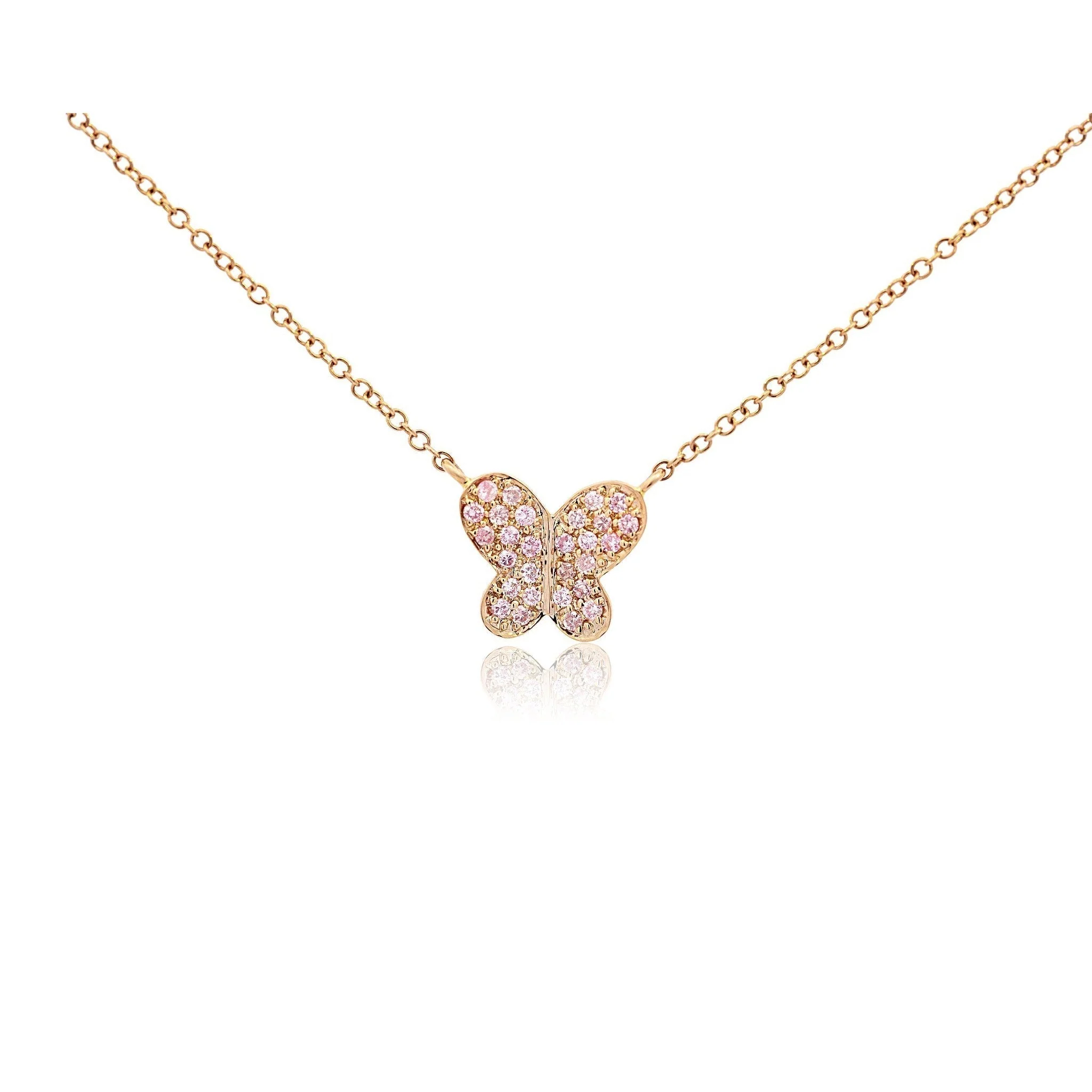 Gold Gemstone Butterfly Cluster Floating Pendant Necklace 18 - Image 6