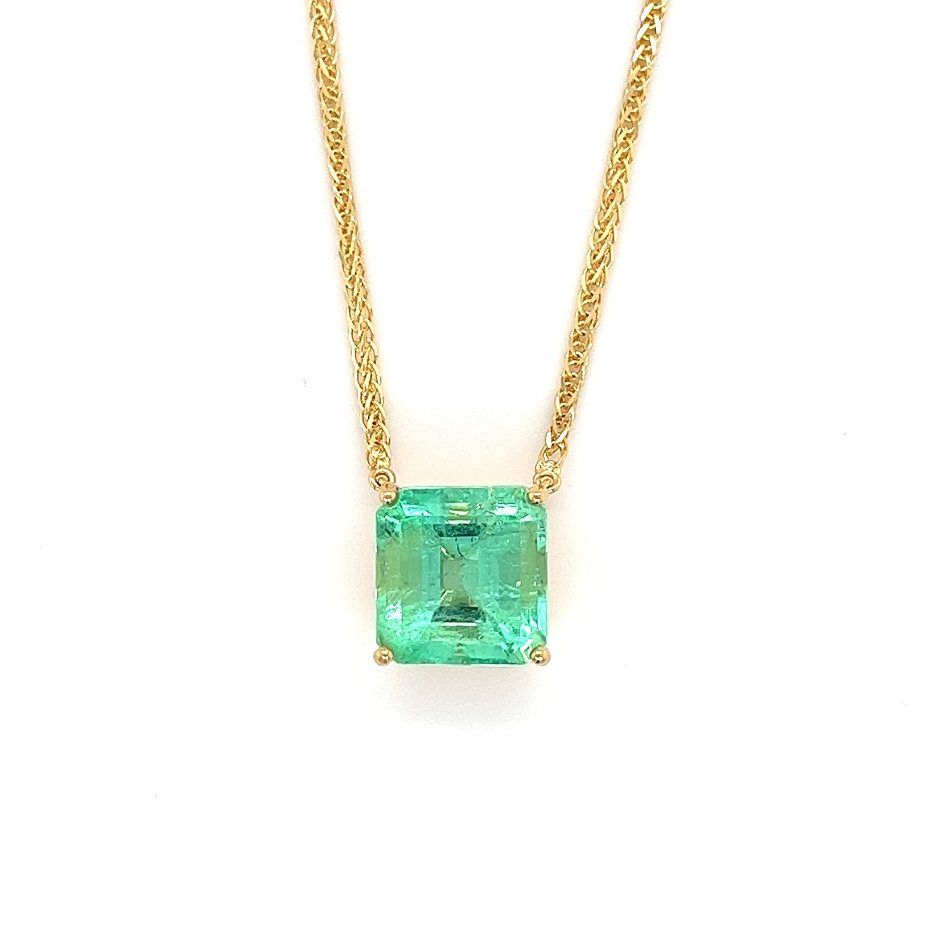 GRS Certified 5.83 Carat Colombian Emerald in 18K Floating Solitaire Necklace - Image 5
