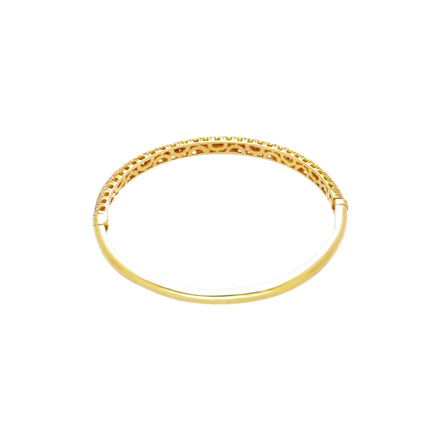 18K Gold and Round Pink Diamond Pave Set Bangle Bracelet - Image 2