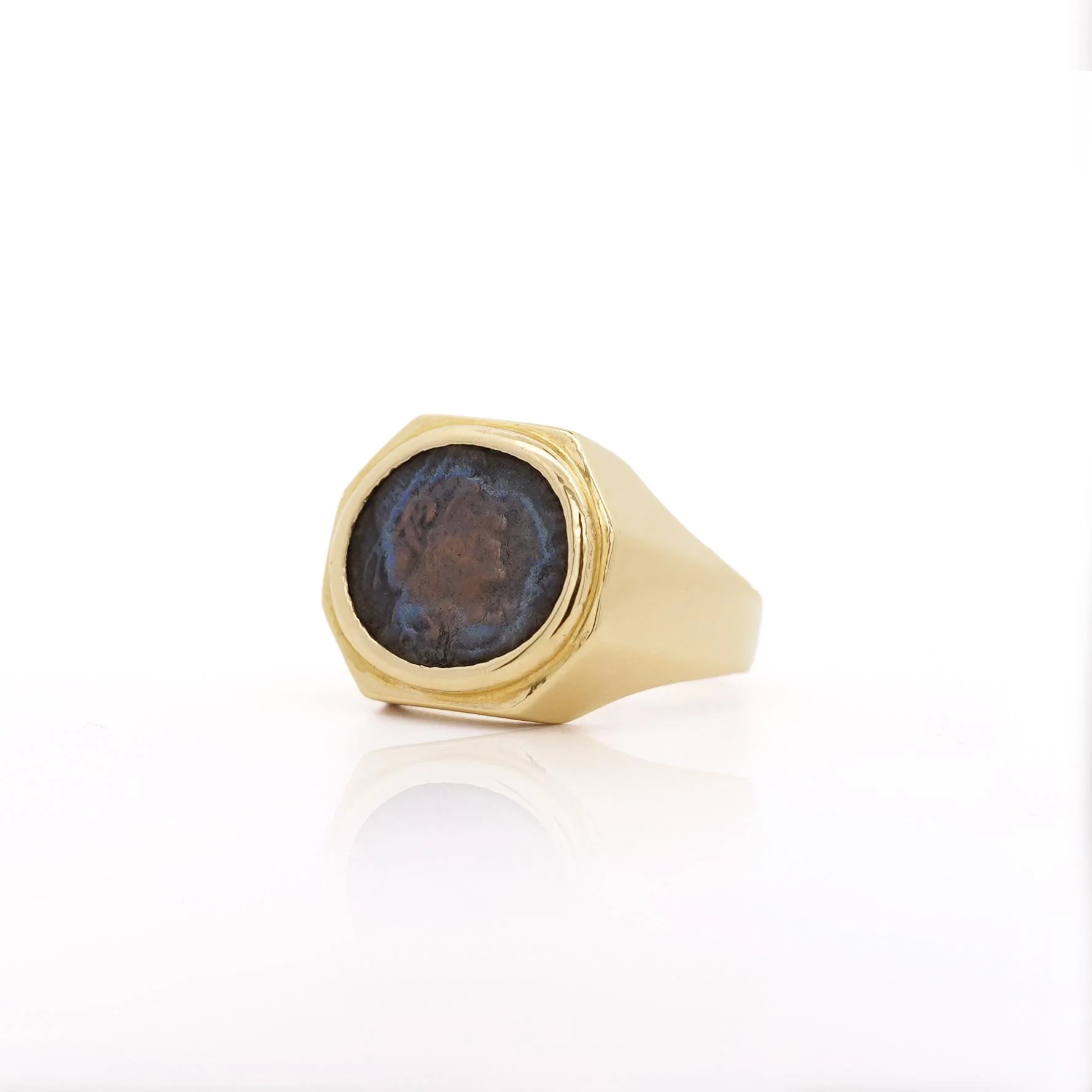 18K Gold Early Christian Roman Biblical Coin Men's Ring - Image 10