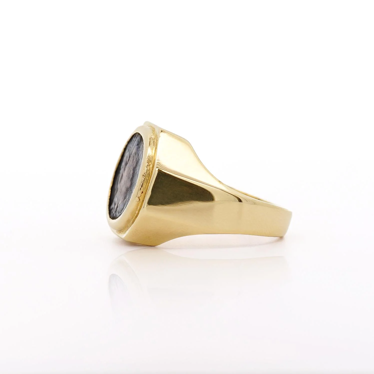18K Gold Early Christian Roman Biblical Coin Men's Ring - Image 3