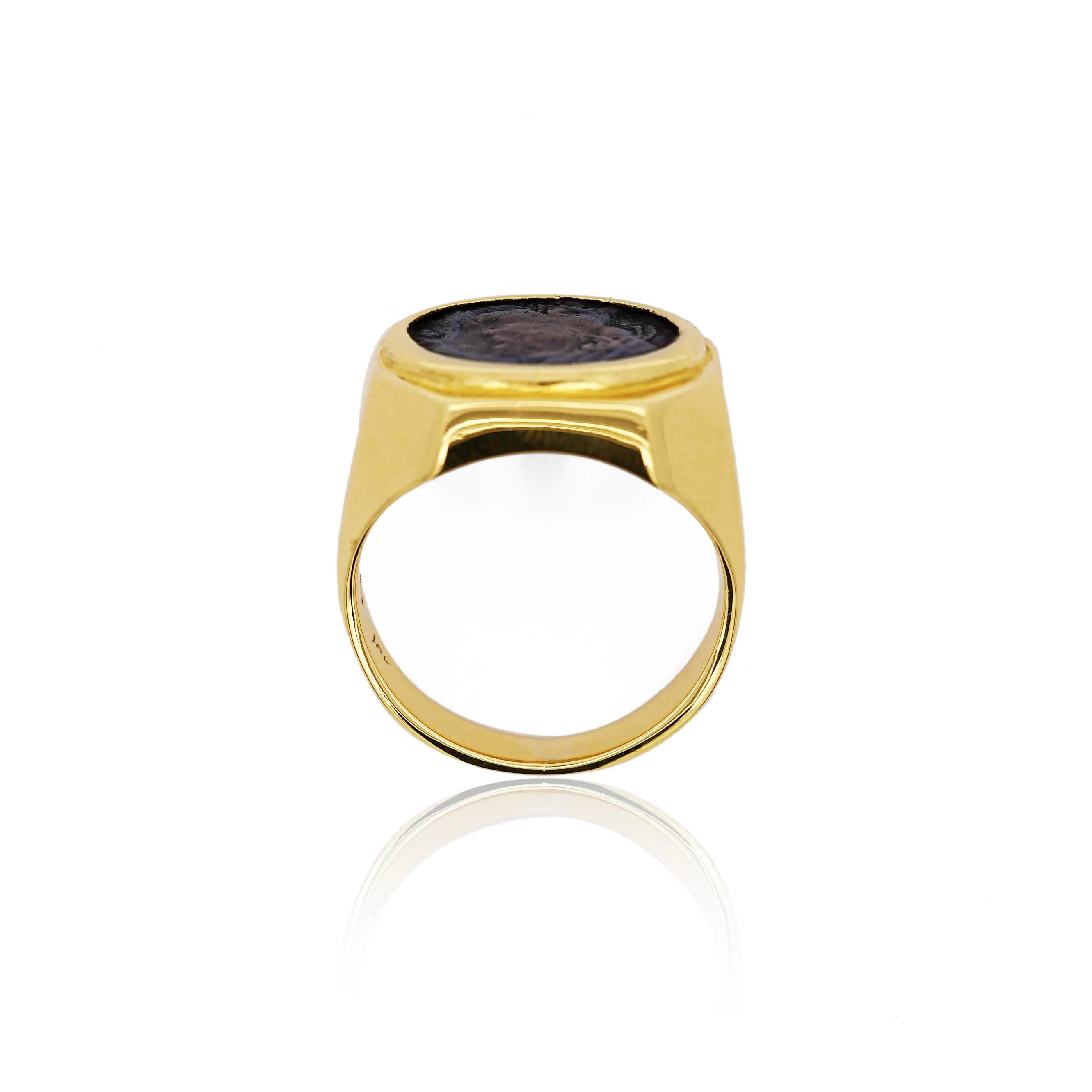 18K Gold Early Christian Roman Biblical Coin Men's Ring - Image 6