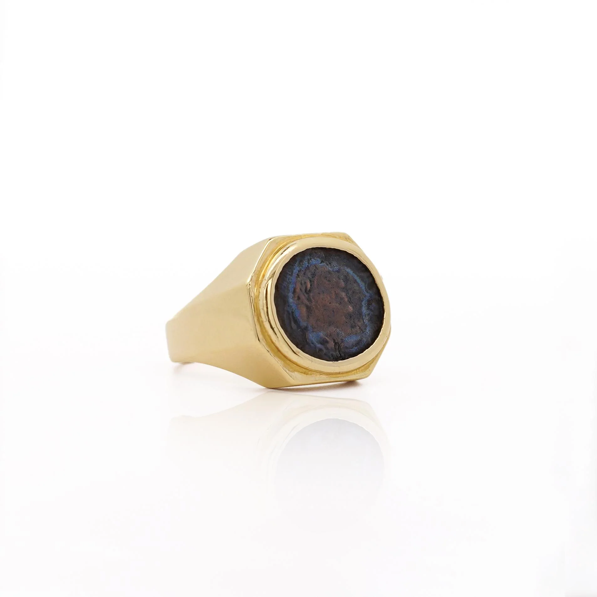18K Gold Early Christian Roman Biblical Coin Men's Ring - Image 8