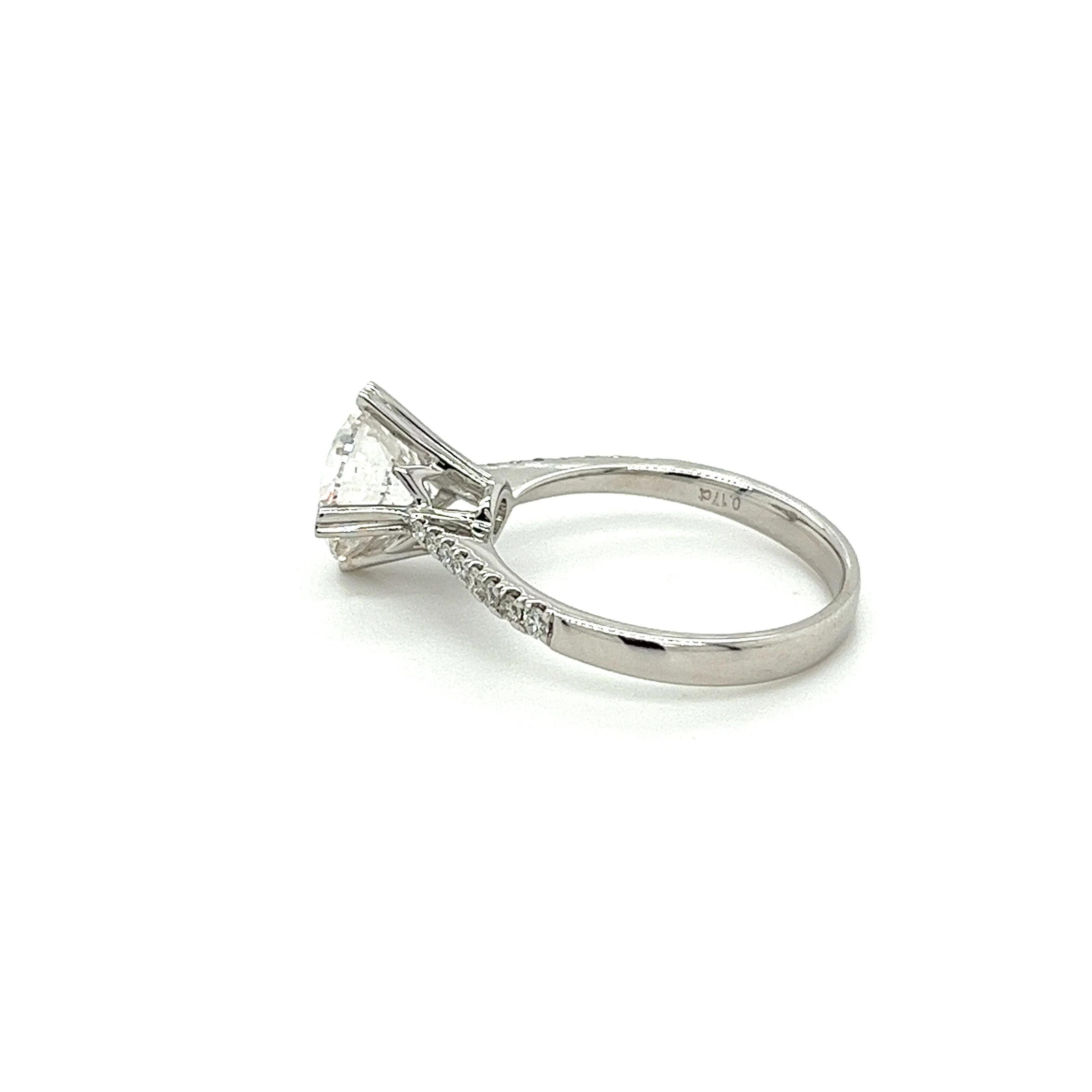 18K White Gold 2.60 Carat Lab Diamond Ring with Heart Shaped Prong Setting - Image 4