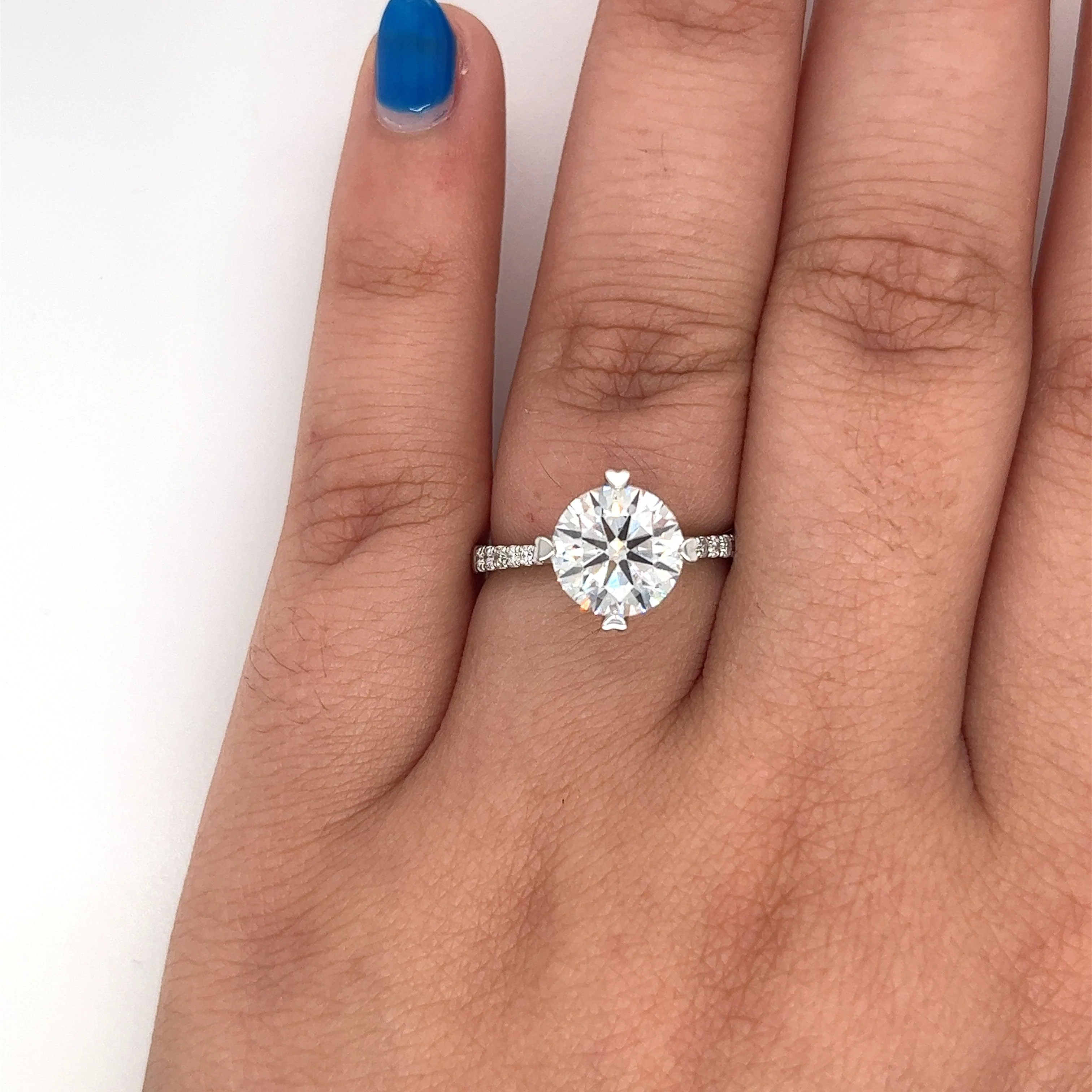 18K White Gold 2.60 Carat Lab Diamond Ring with Heart Shaped Prong Setting - Image 5