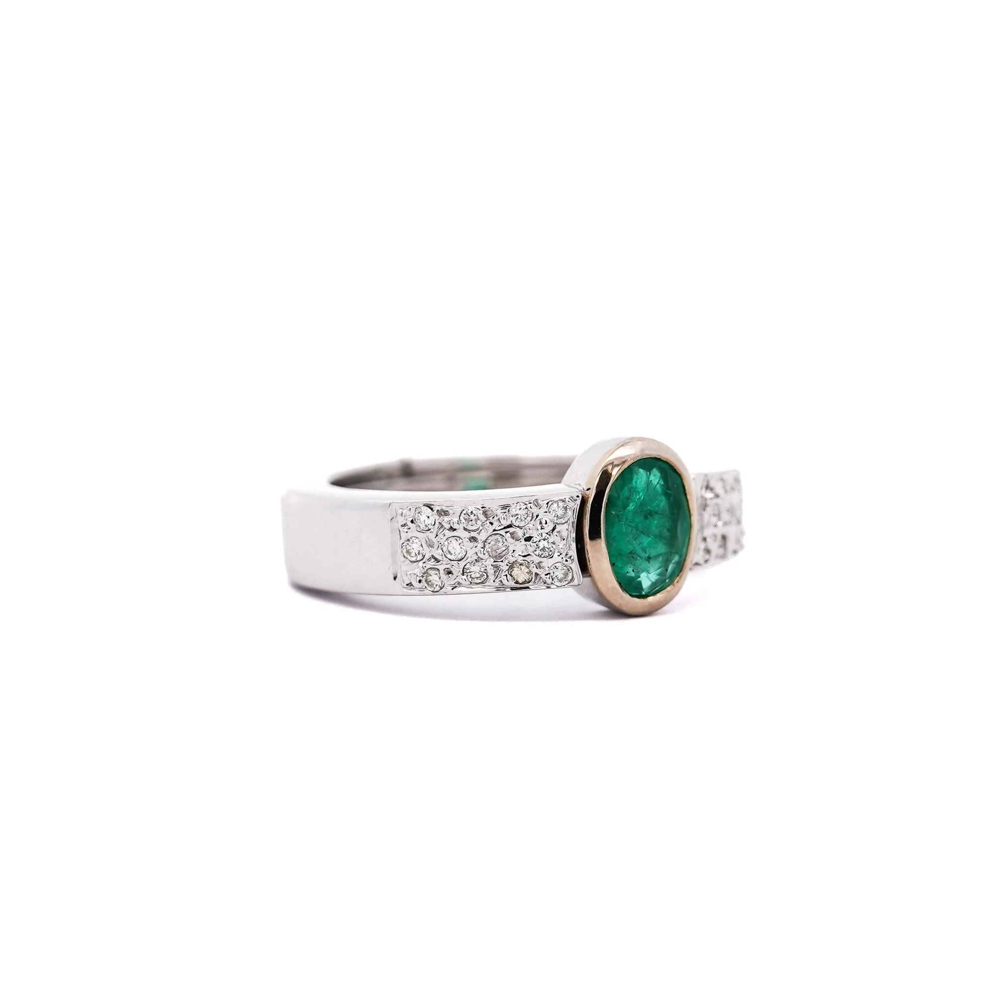 18K White Gold Detachable Ring Jacket Bezel Emerald and Diamond Ring - Image 4