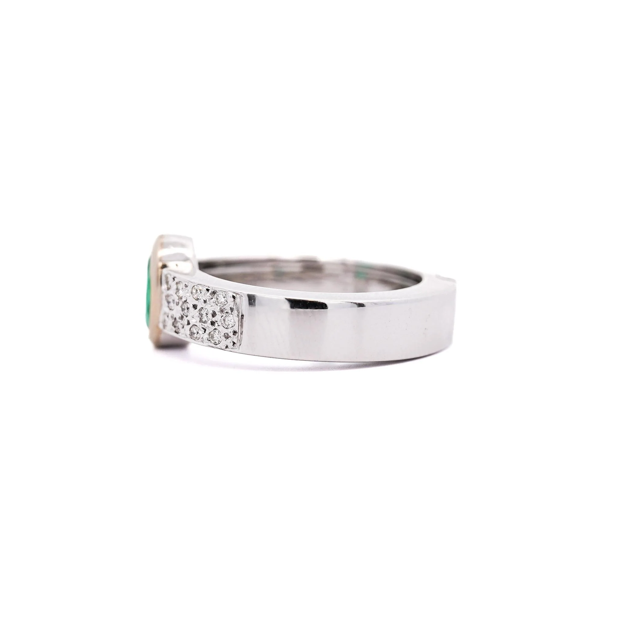 18K White Gold Detachable Ring Jacket Bezel Emerald and Diamond Ring - Image 5