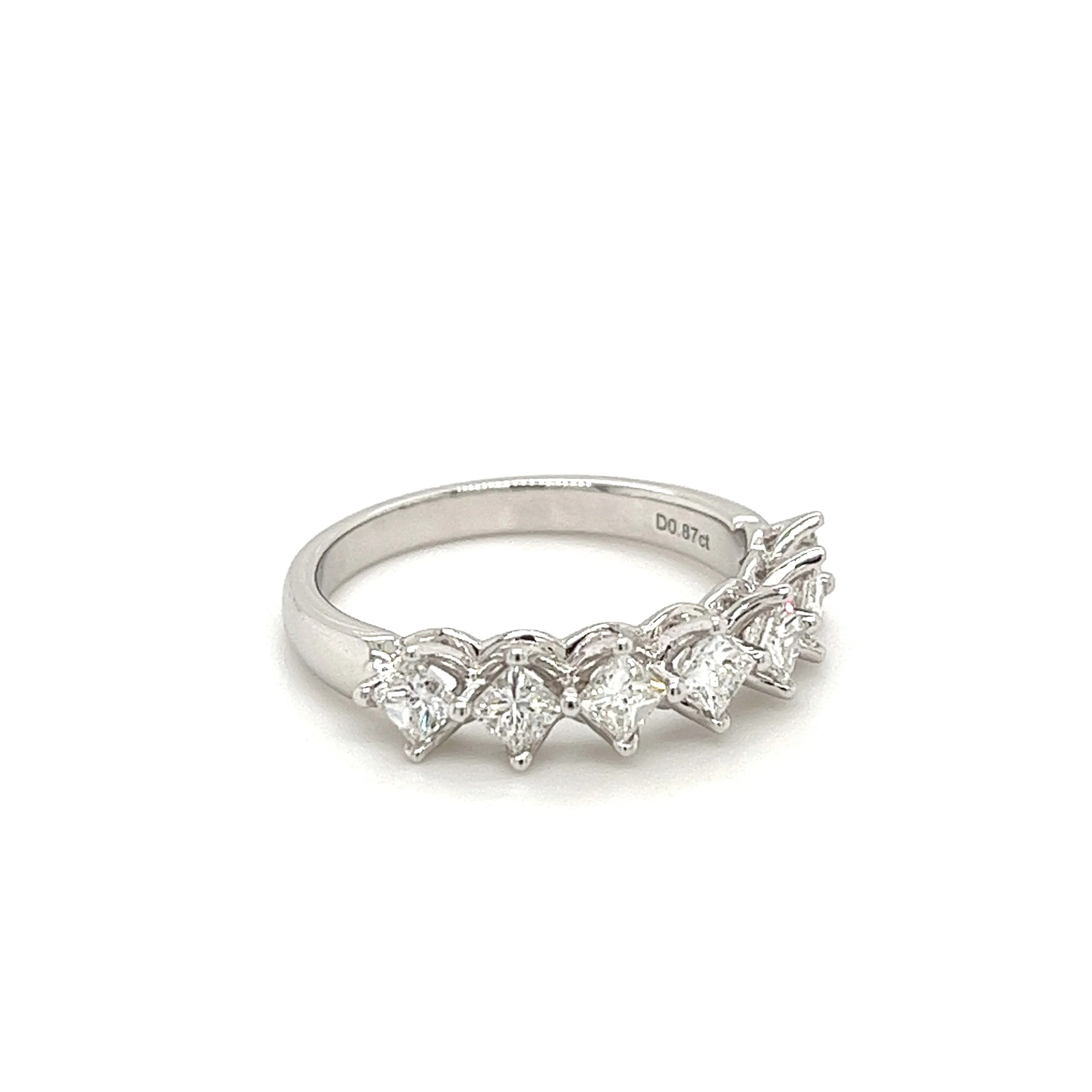 18k White Gold Princess Cut Natural Diamond Half Eternity Band Ring - Image 3