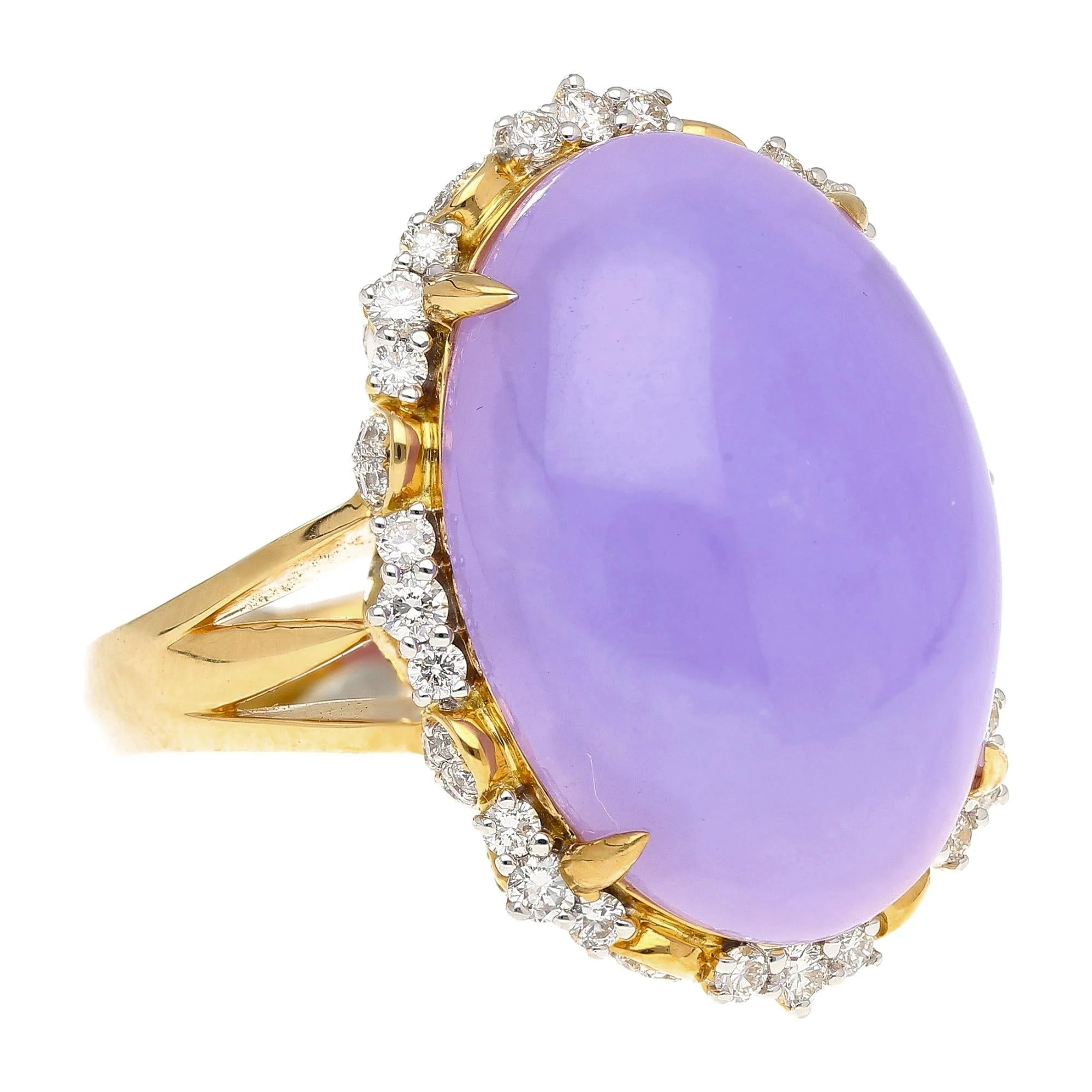 19.48ct Oval Lavender Jadeite Jade Diamond Cocktail Ring - Image 3