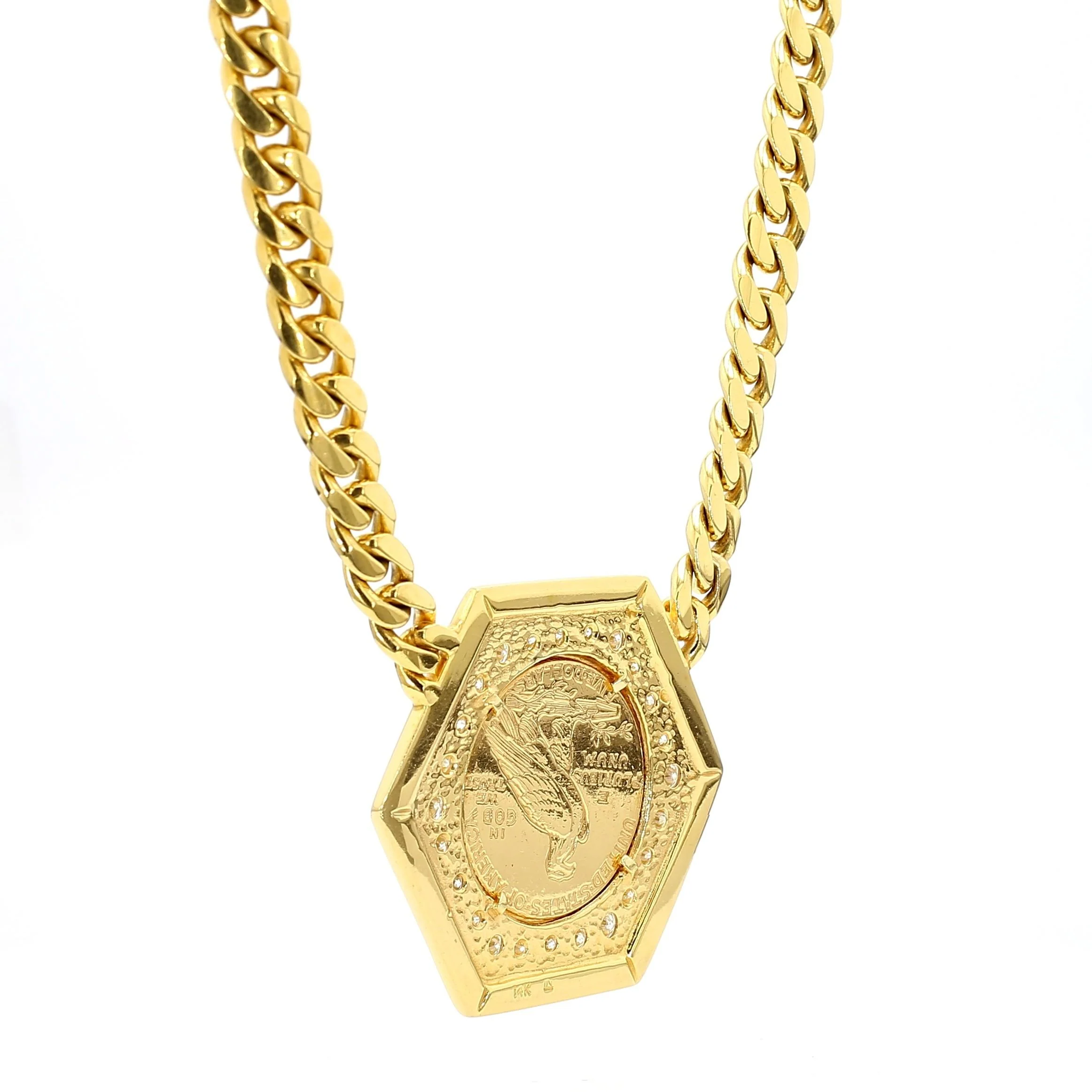 1909 US Indian Head $5 Gold Coin Pendant Necklace, 14K Gold with Diamonds - Image 10