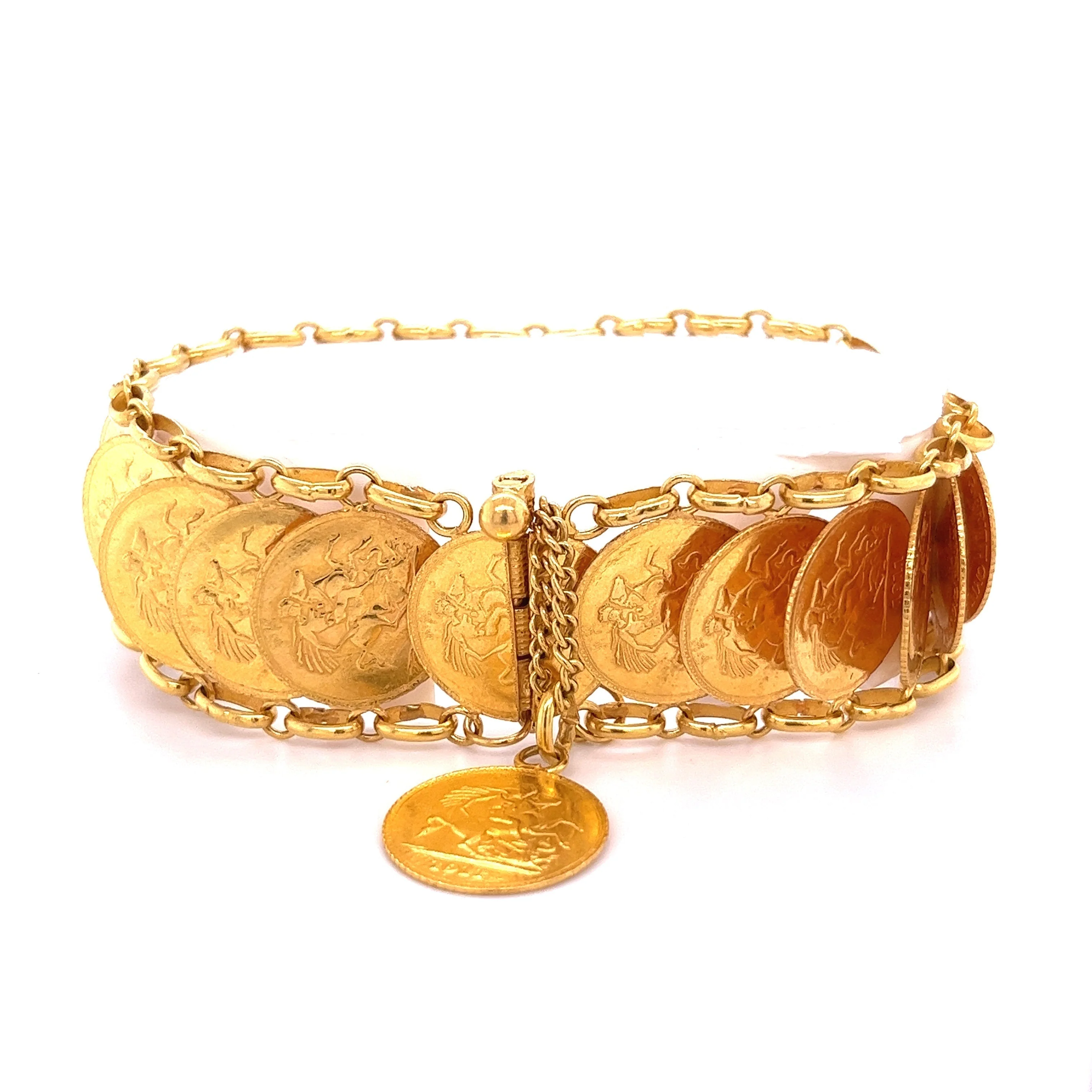 1911 King George V British Royal Mint Gold Coin Bracelet in 22k Gold | Replica - Image 3
