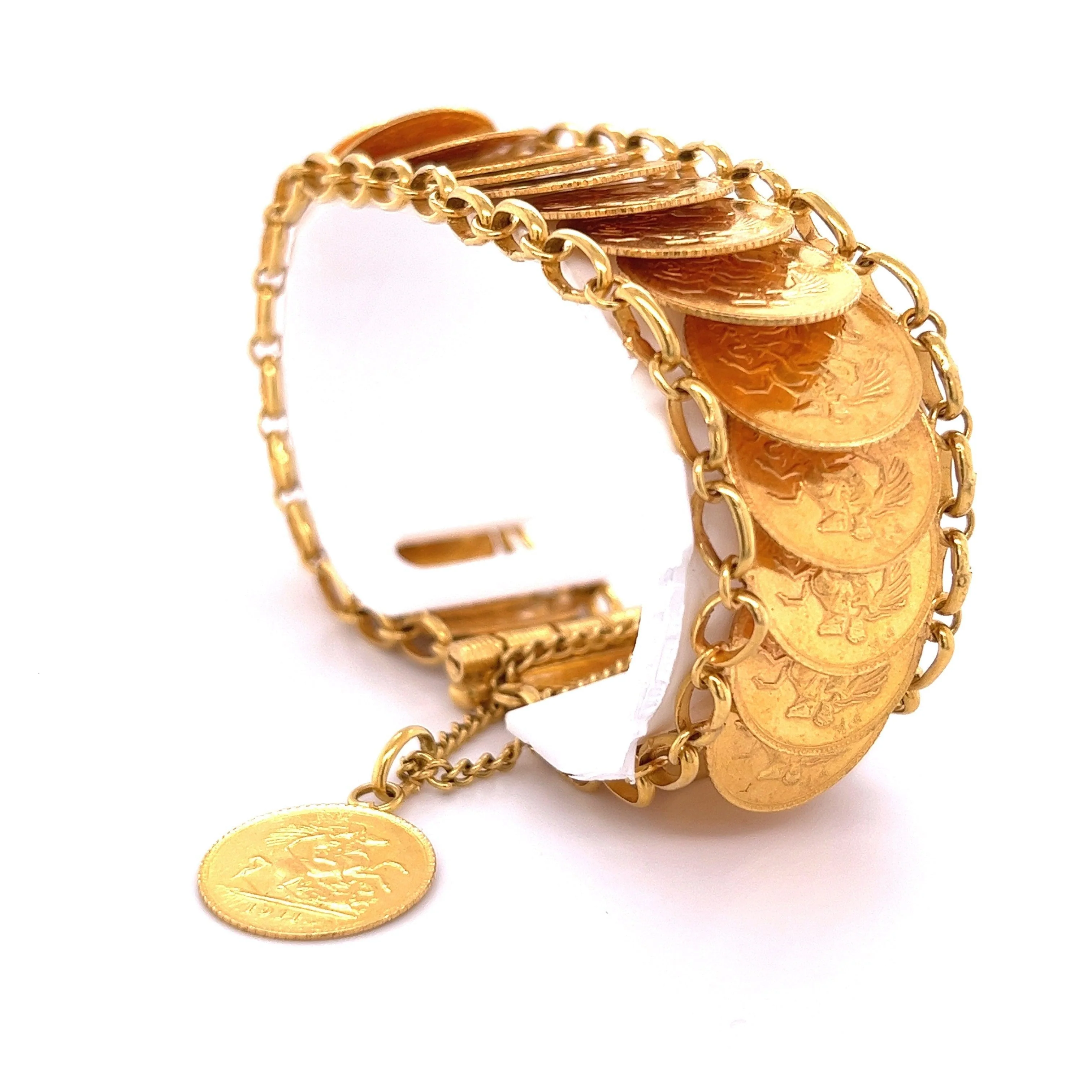 1911 King George V British Royal Mint Gold Coin Bracelet in 22k Gold | Replica - Image 4