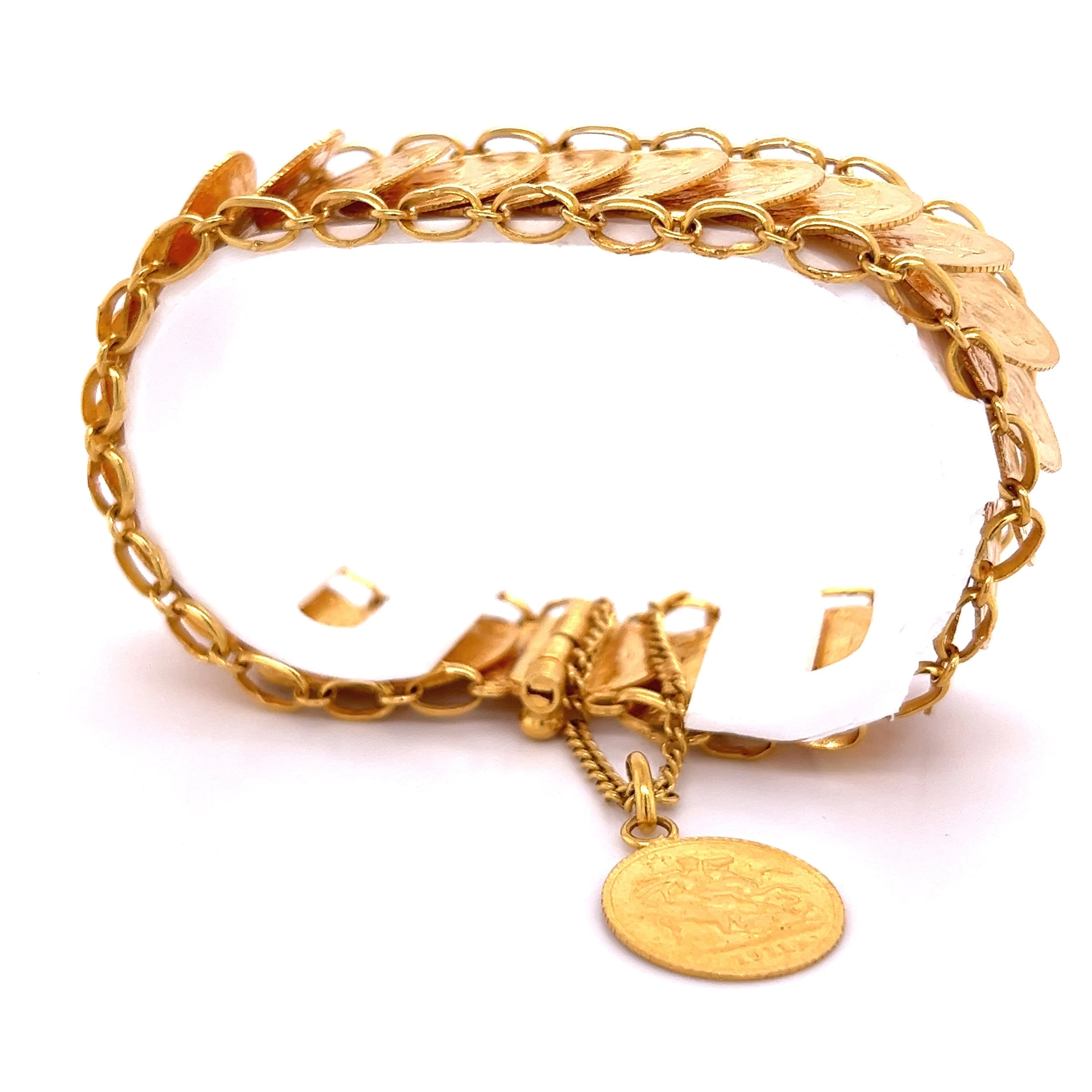 1911 King George V British Royal Mint Gold Coin Bracelet in 22k Gold | Replica - Image 5