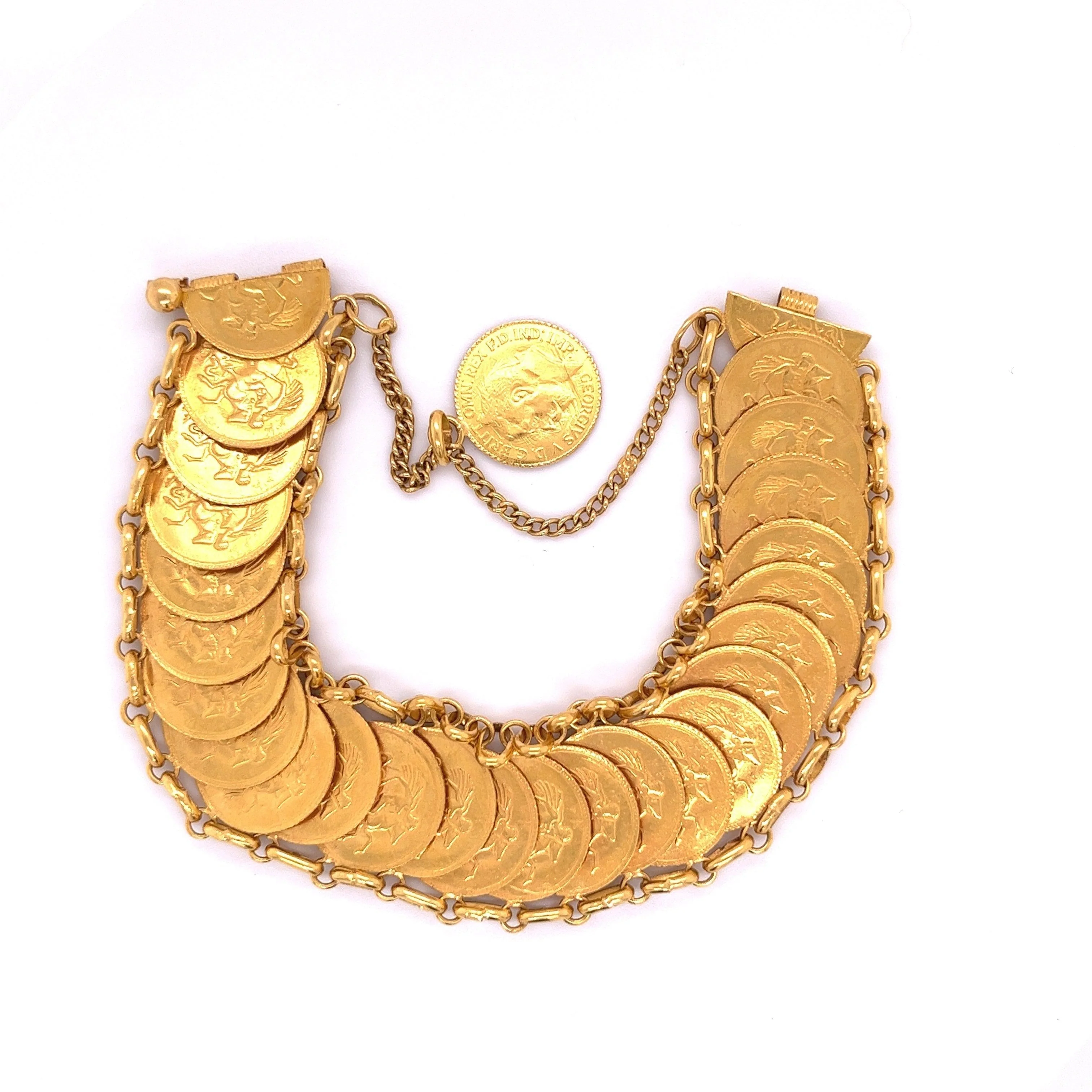 1911 King George V British Royal Mint Gold Coin Bracelet in 22k Gold | Replica - Image 6