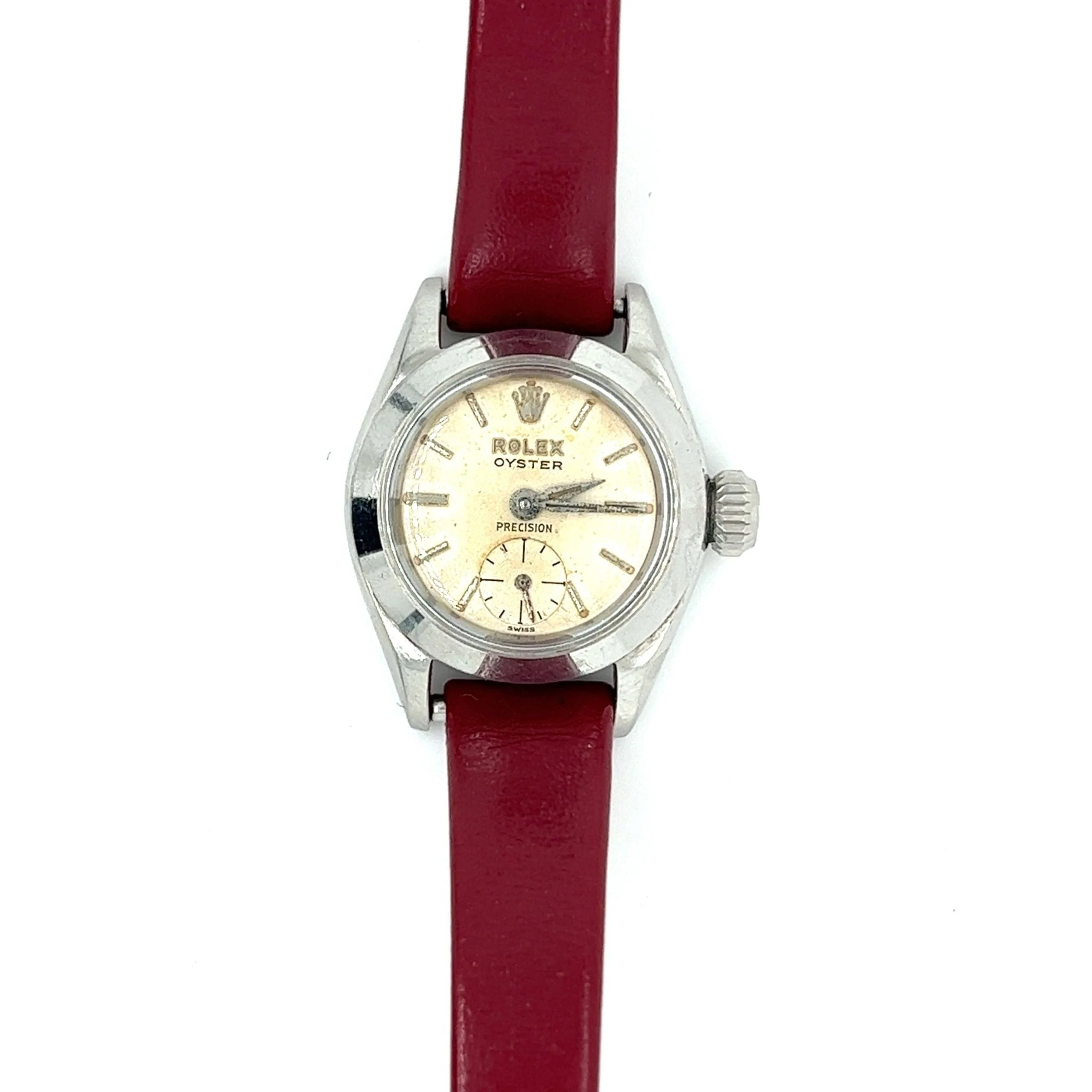 1950's Rolex Oyster Speedking Precision Watch in Red Leather Strap - Image 3