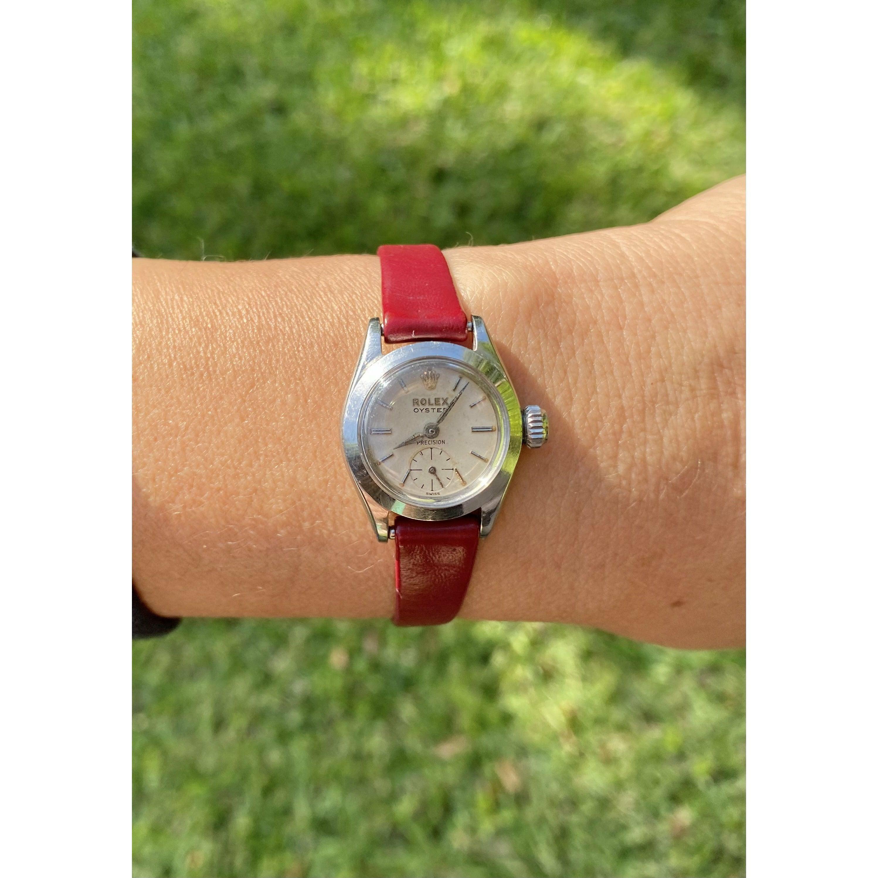 1950's Rolex Oyster Speedking Precision Watch in Red Leather Strap - Image 4