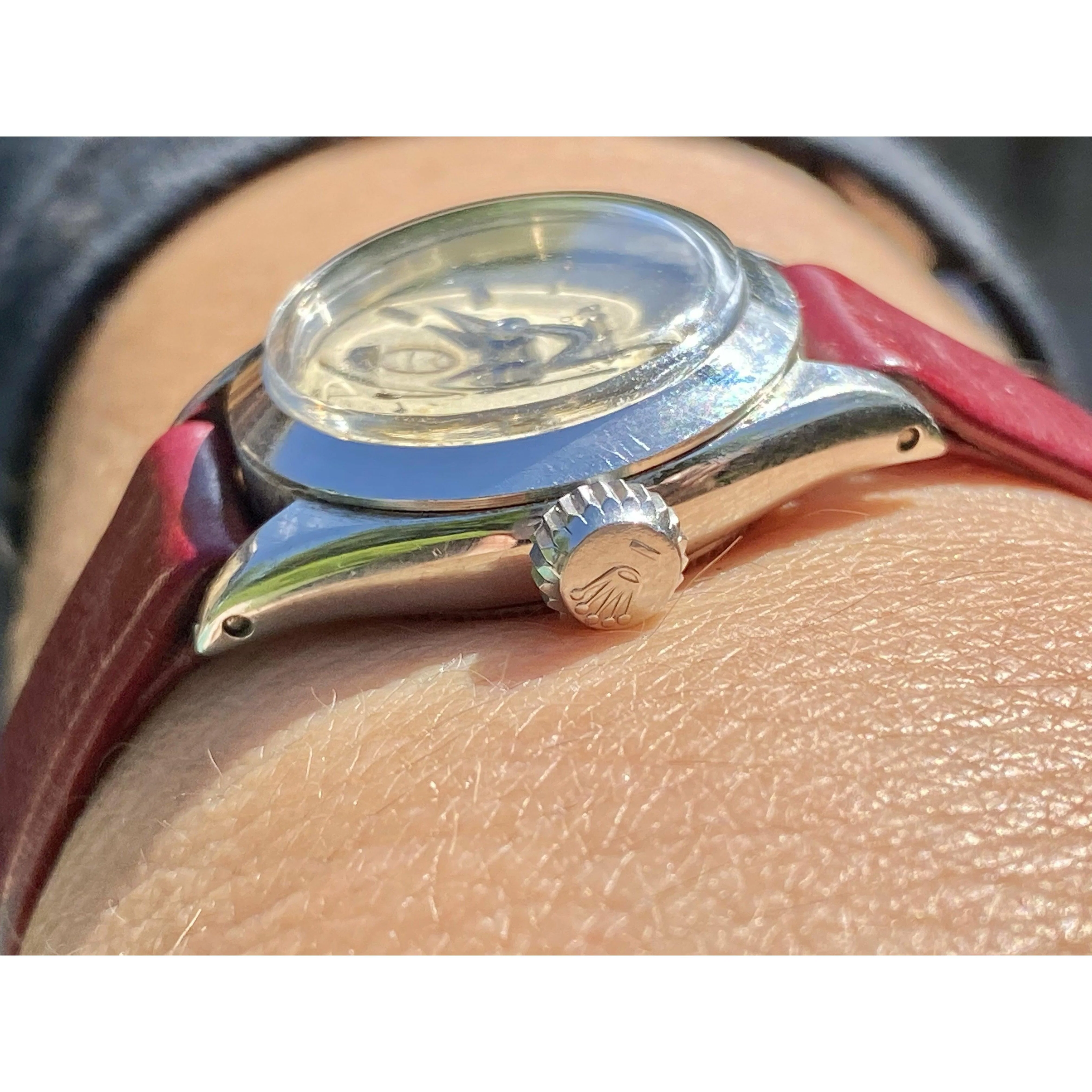 1950's Rolex Oyster Speedking Precision Watch in Red Leather Strap - Image 6