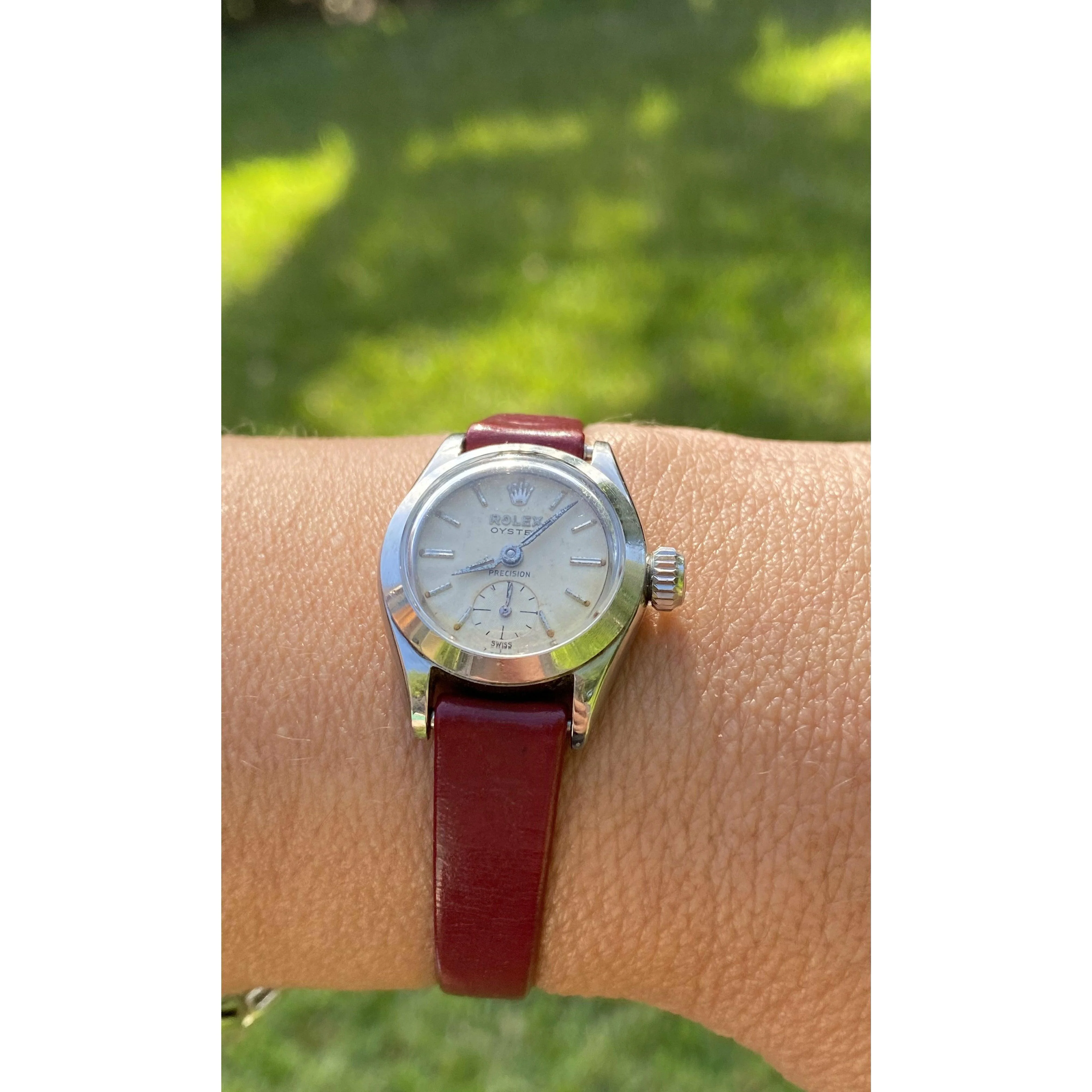 1950's Rolex Oyster Speedking Precision Watch in Red Leather Strap - Image 7