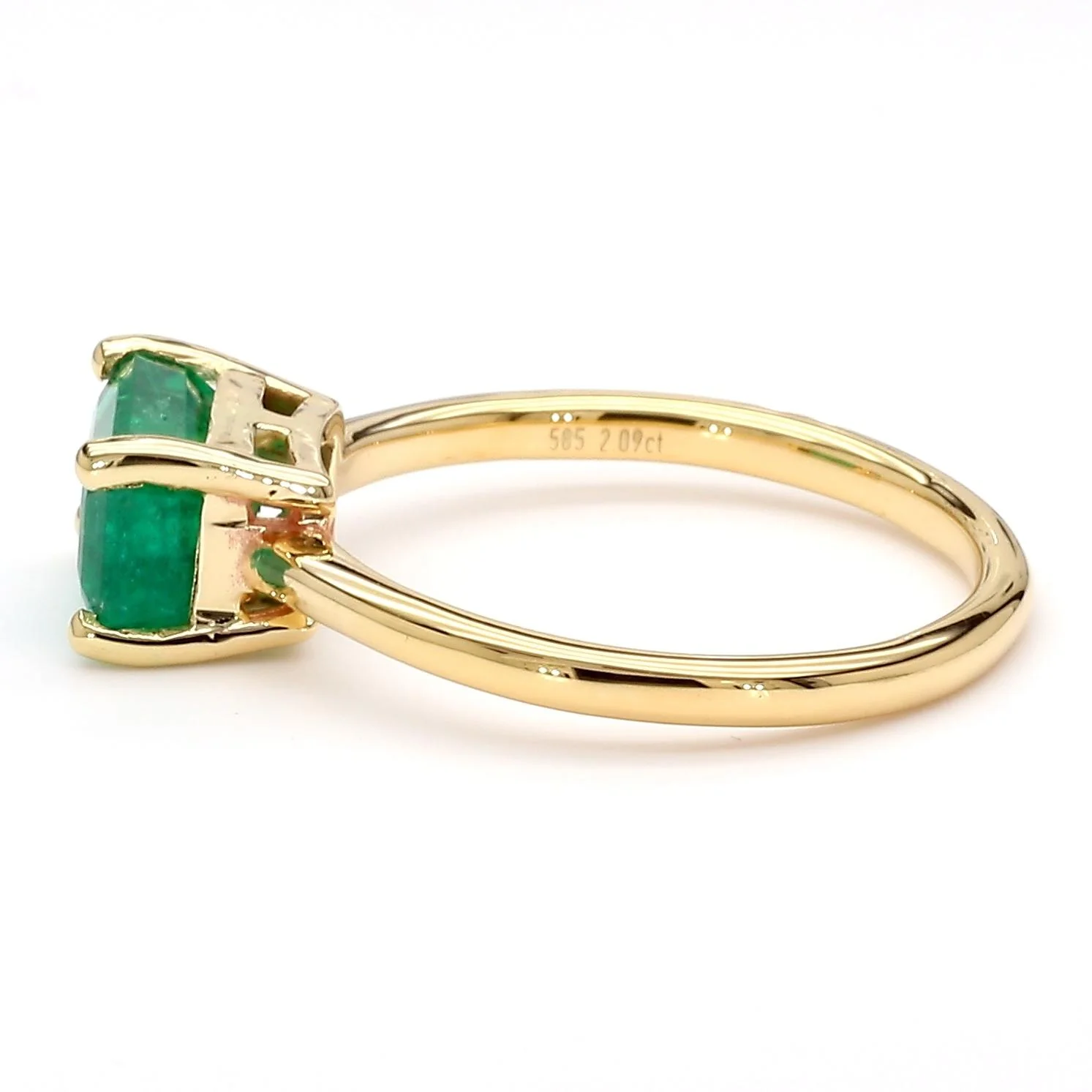 2.09 Carat East West Emerald Cut Green Emerald Solitaire 14K Gold Ring - Image 8