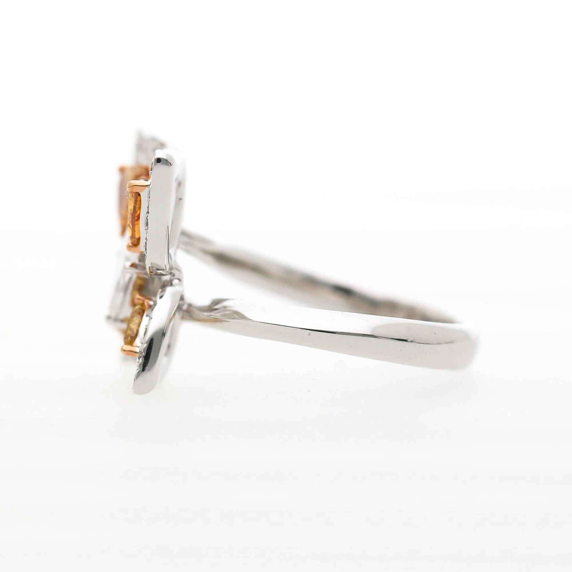 2.26 Carat White and Orange Diamond Butterfly Motif Ring - Image 4