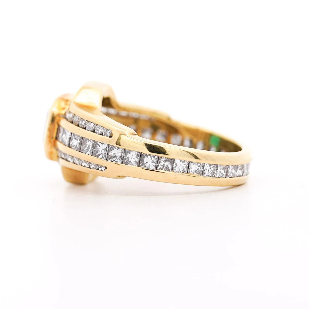 2.33 Carat Square Emerald & Diamond Channel 18K Gold Cocktail Ring - Image 5