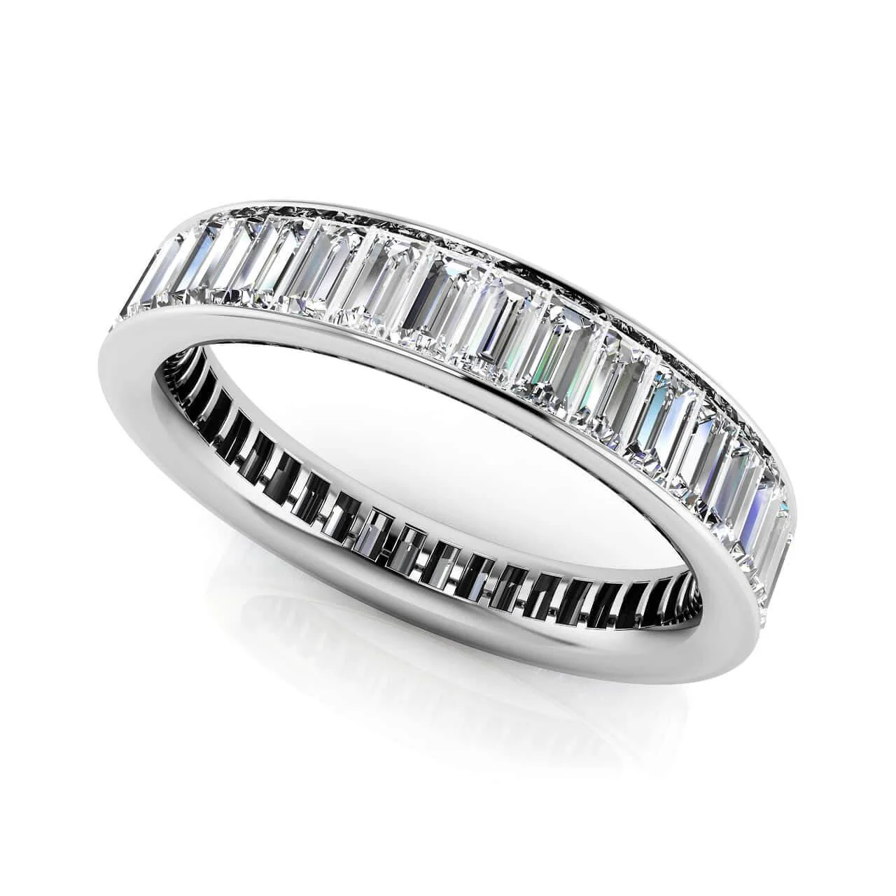 Assay Channel Emerald Cut Diamond Eternity Band Ring 14K White Gold - Image 3