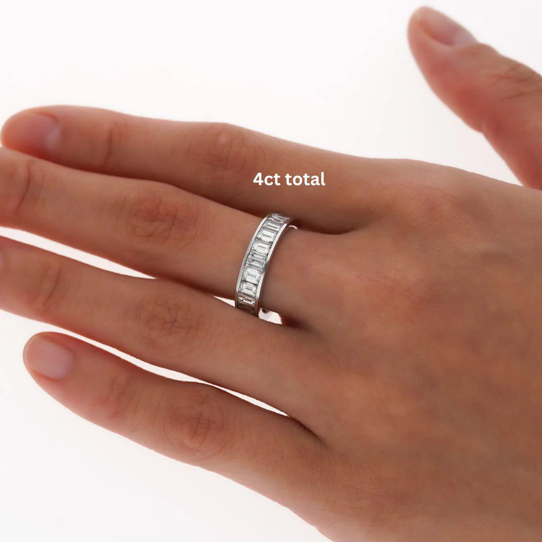 Assay Channel Emerald Cut Diamond Eternity Band Ring 14K White Gold - Image 7