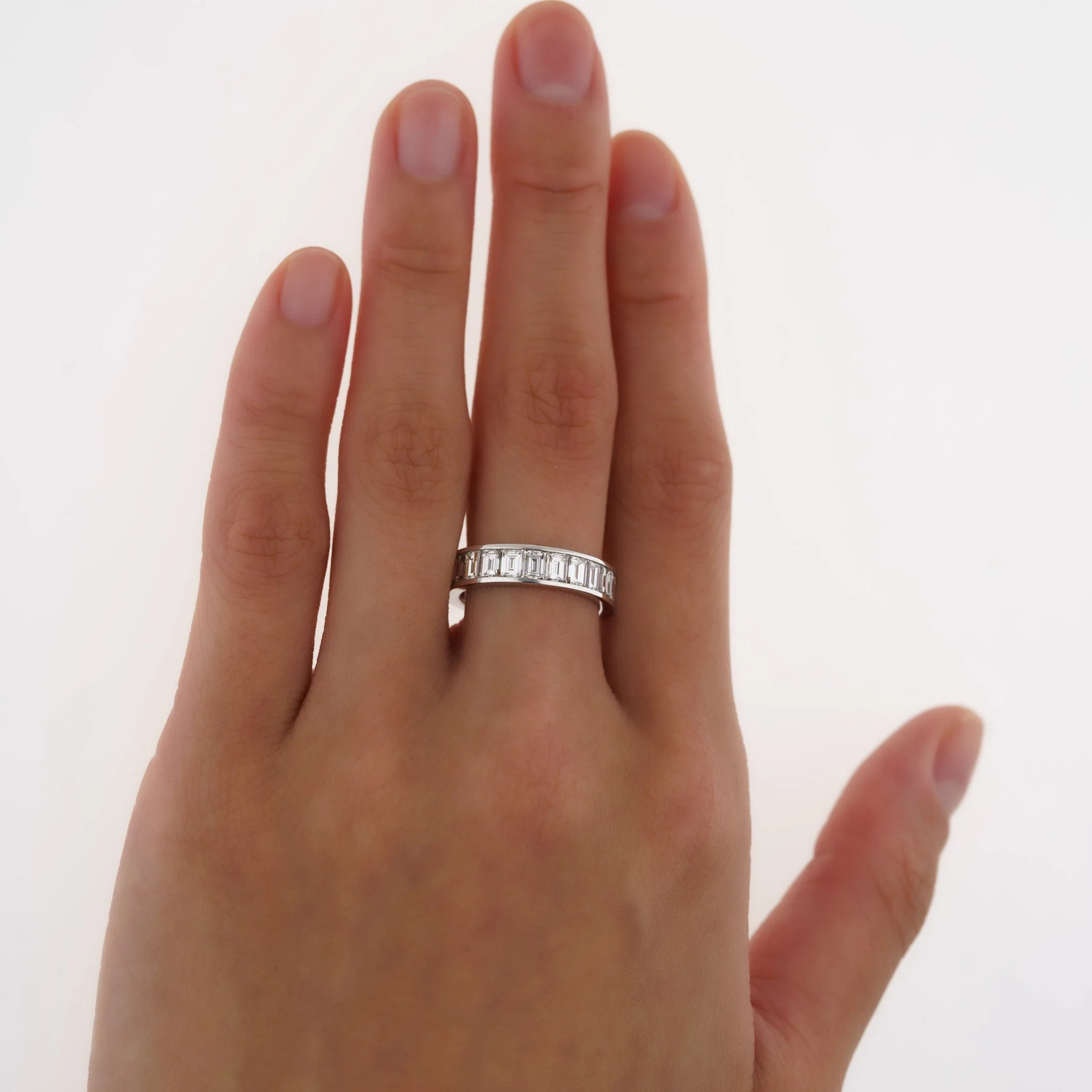 Assay Channel Emerald Cut Diamond Eternity Band Ring 14K White Gold - Image 9