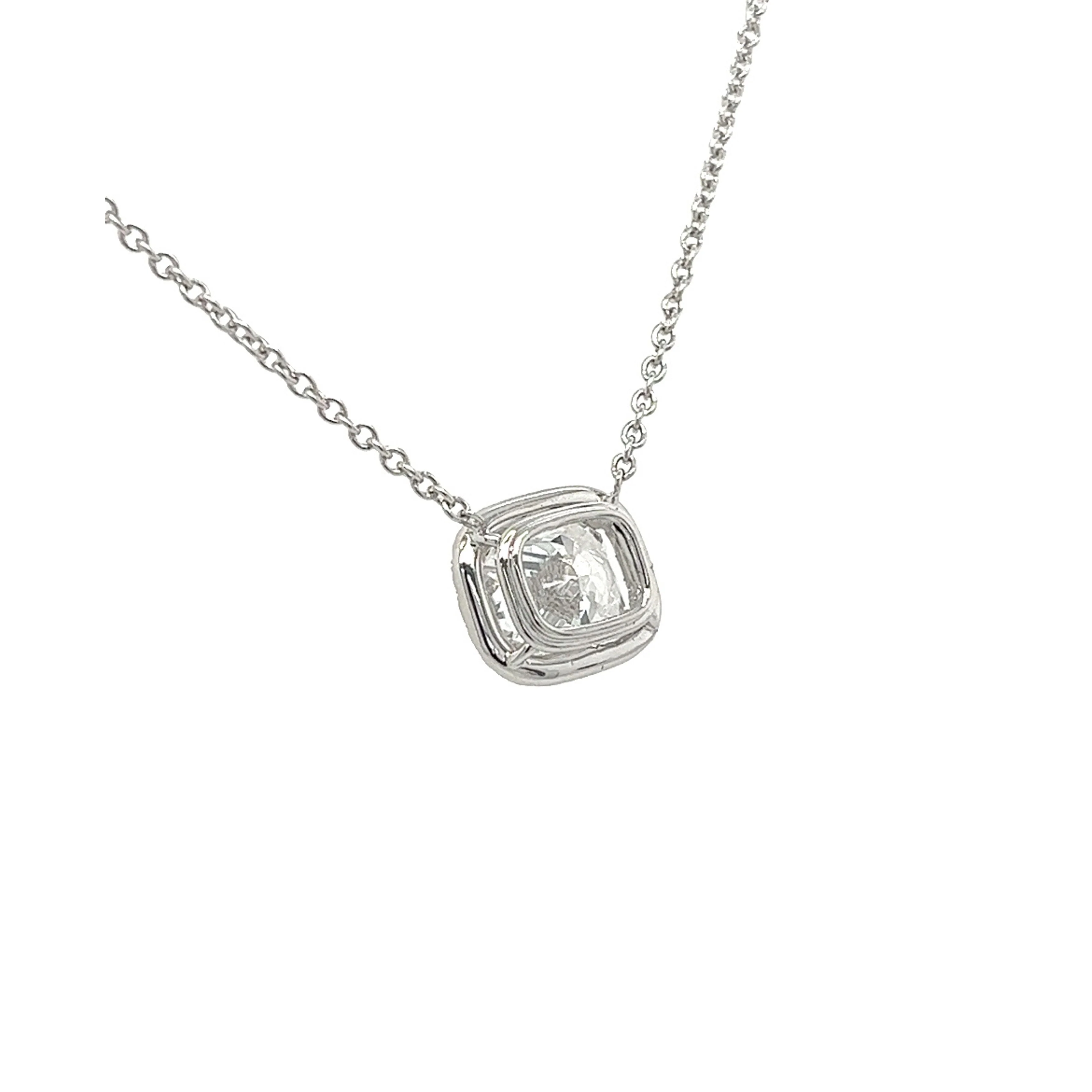 2.51 Carat Cushion cut Lab Grown Diamond CVD Pendant With Diamond Halo in Platinum 950 Setting | Cable Chain - Image 4