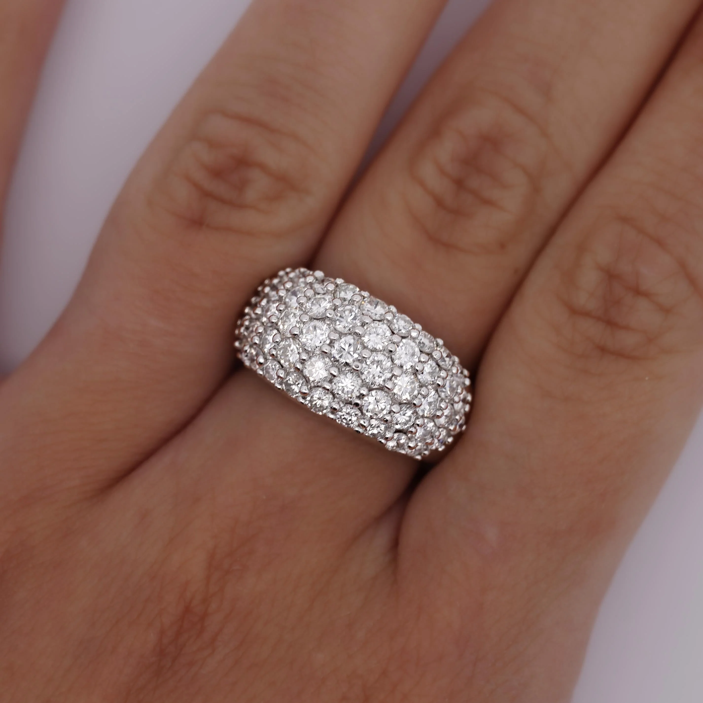 2.51 Carat Diamond Pavé Cluster Band Platinum Ring - Image 2
