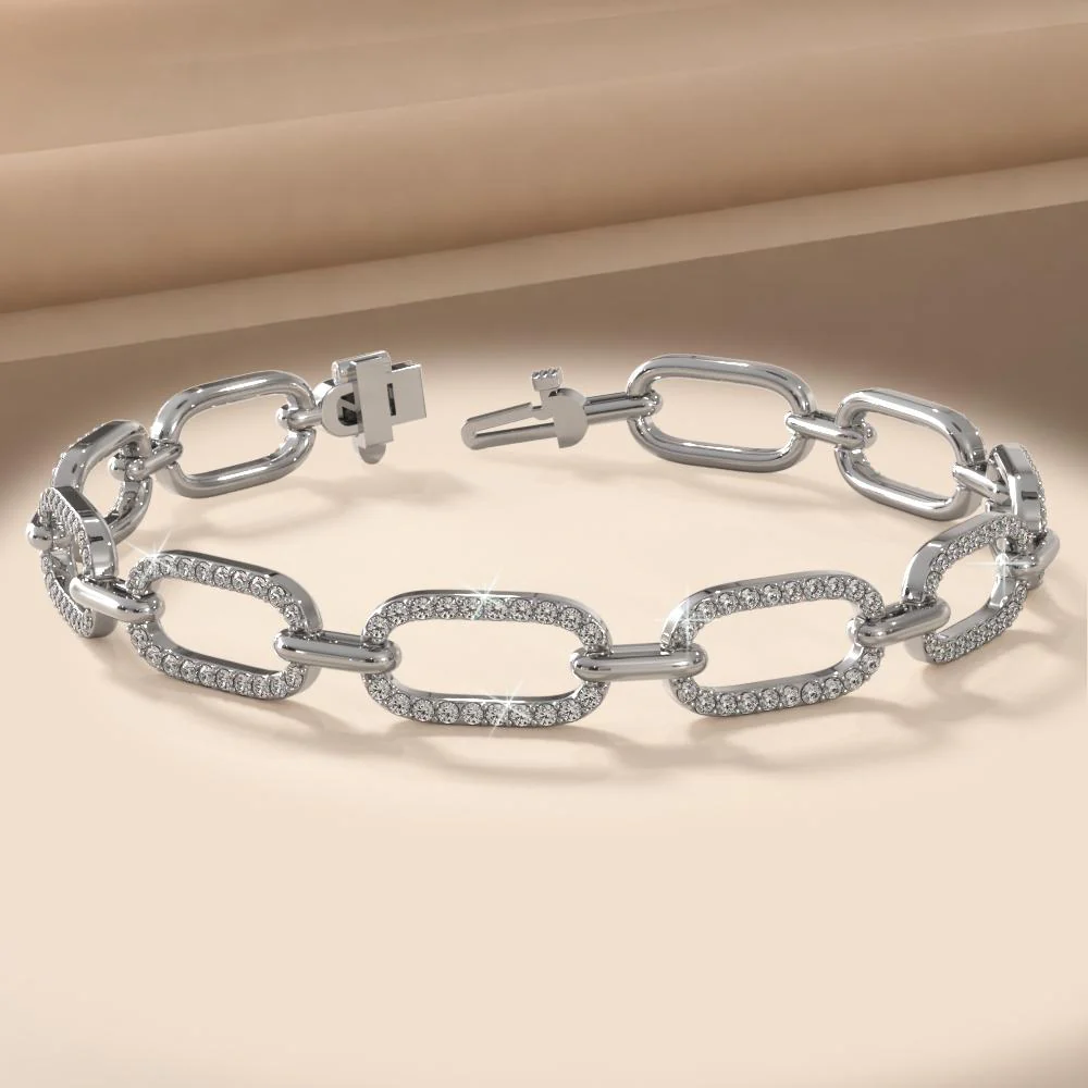 2.6 Carat Round Cut Diamond Paperclip Link Bracelet - Image 2