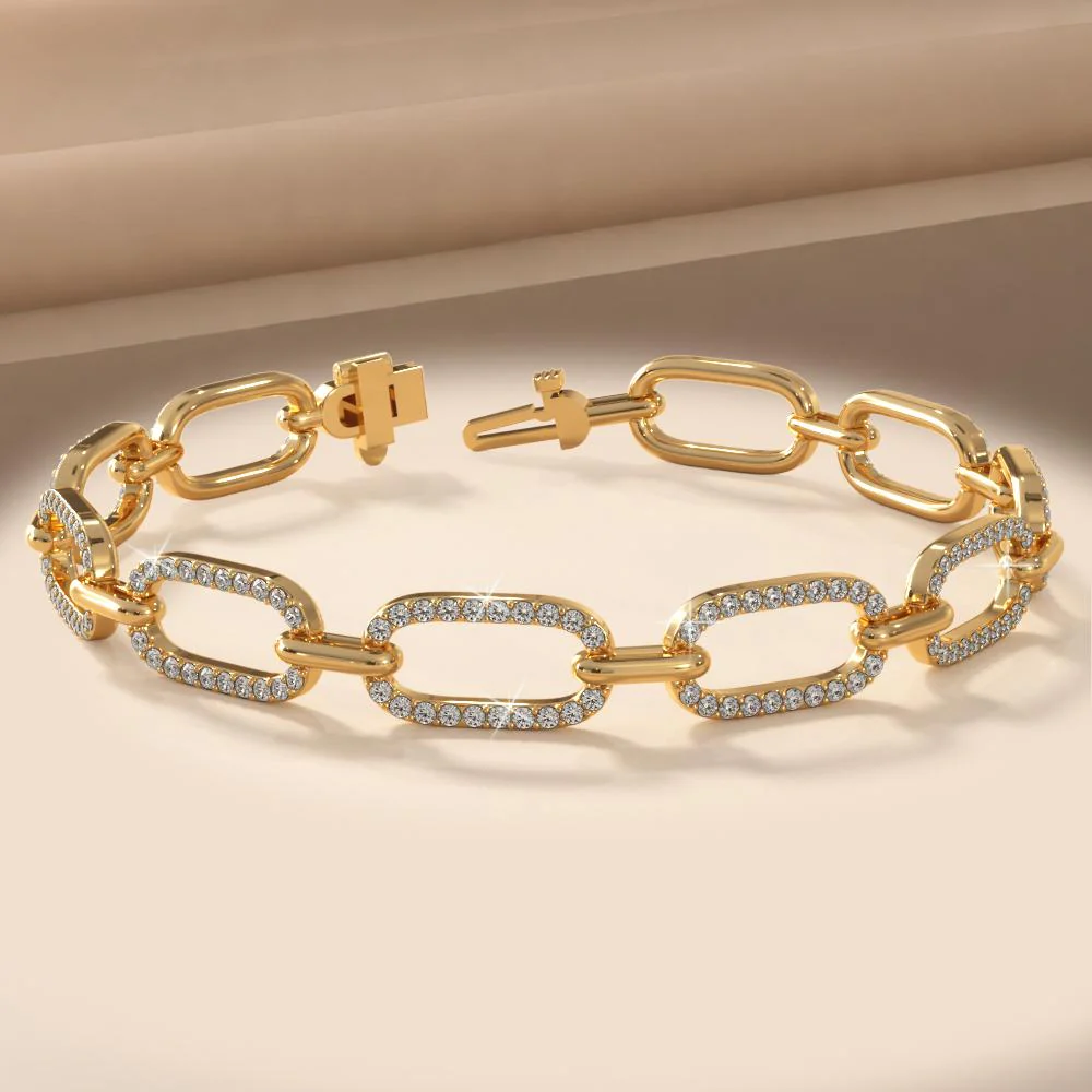 2.6 Carat Round Cut Diamond Paperclip Link Bracelet - Image 5