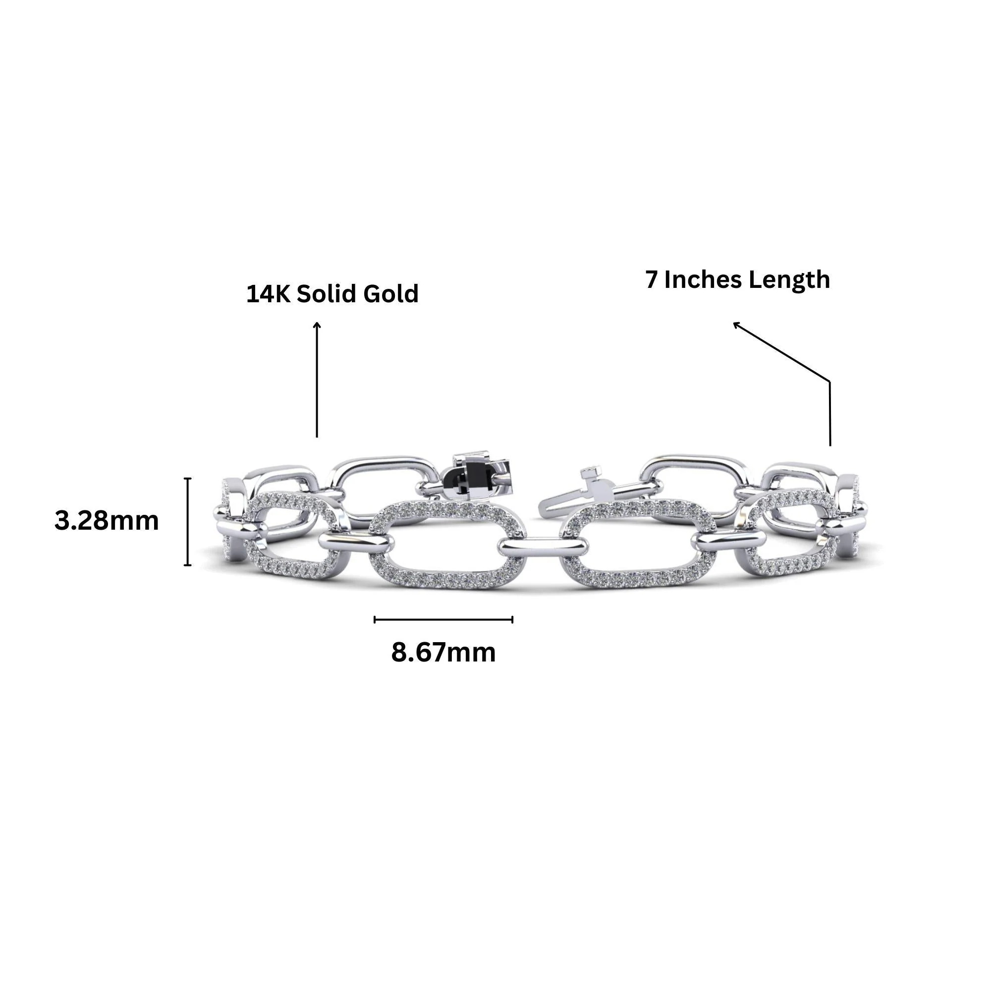 2.6 Carat Round Cut Diamond Paperclip Link Bracelet - Image 6