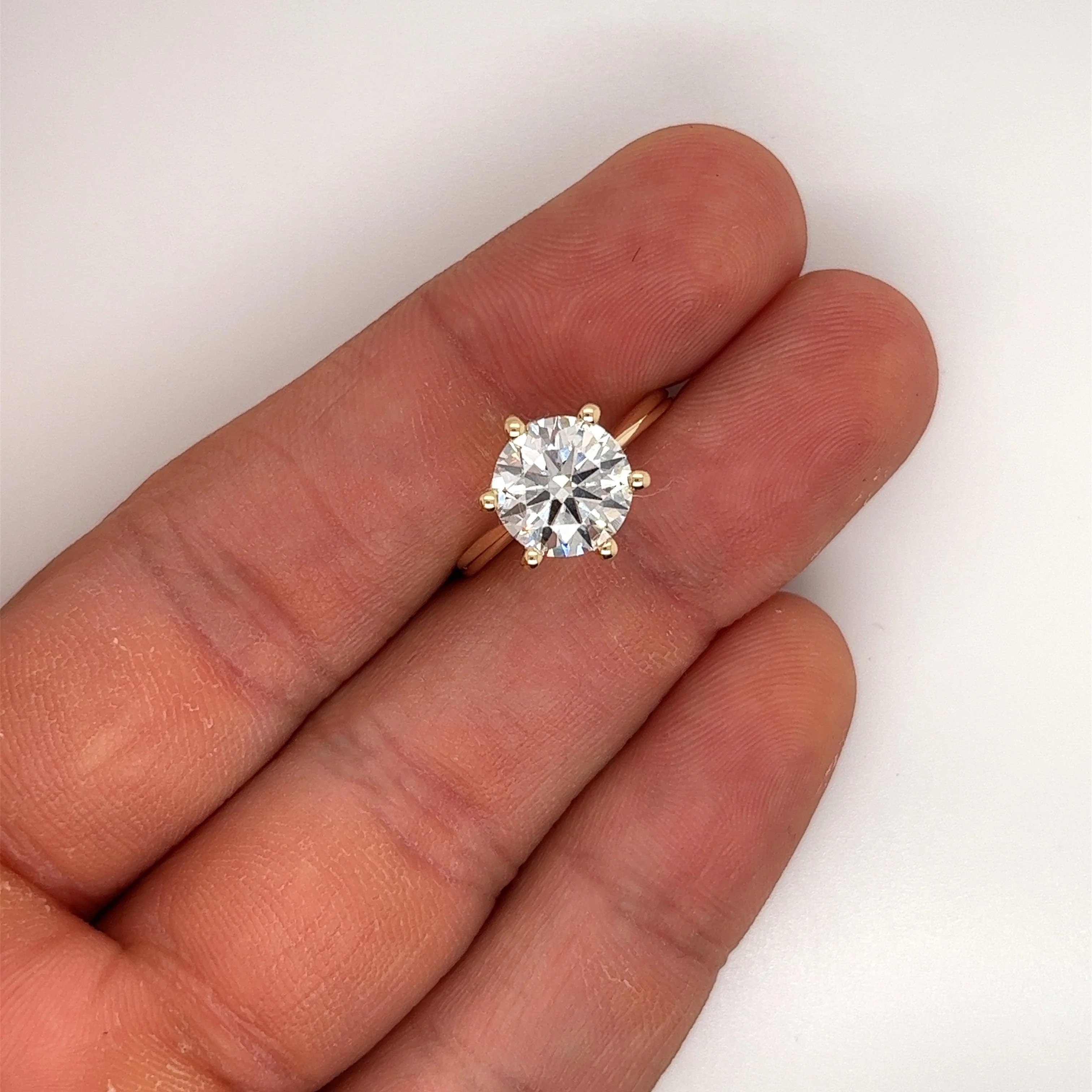 2.60 Carat Lab Grown 14K Yellow Gold 6-Prong Solitaire Diamond Engagement Ring - Image 2