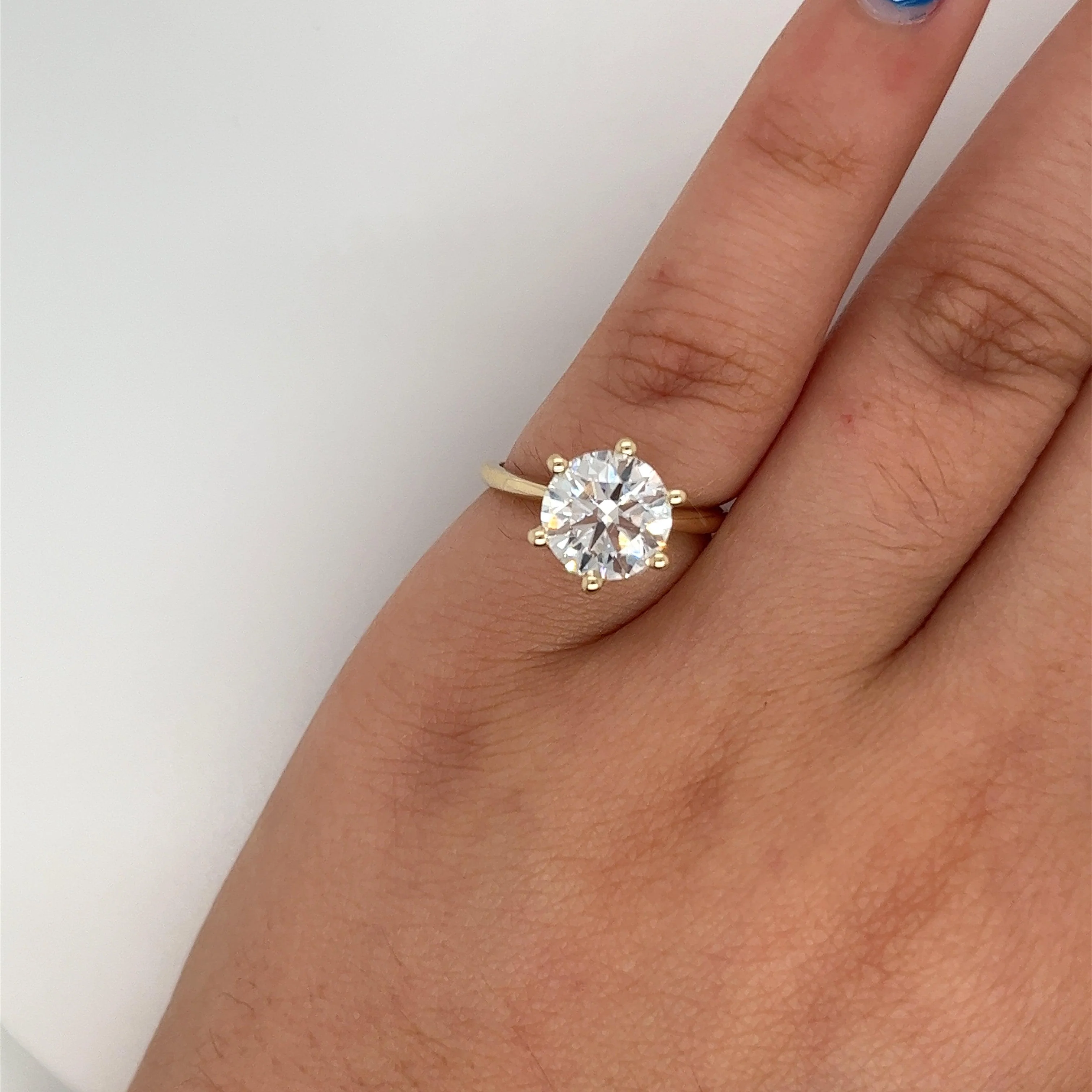 2.60 Carat Lab Grown 14K Yellow Gold 6-Prong Solitaire Diamond Engagement Ring - Image 4