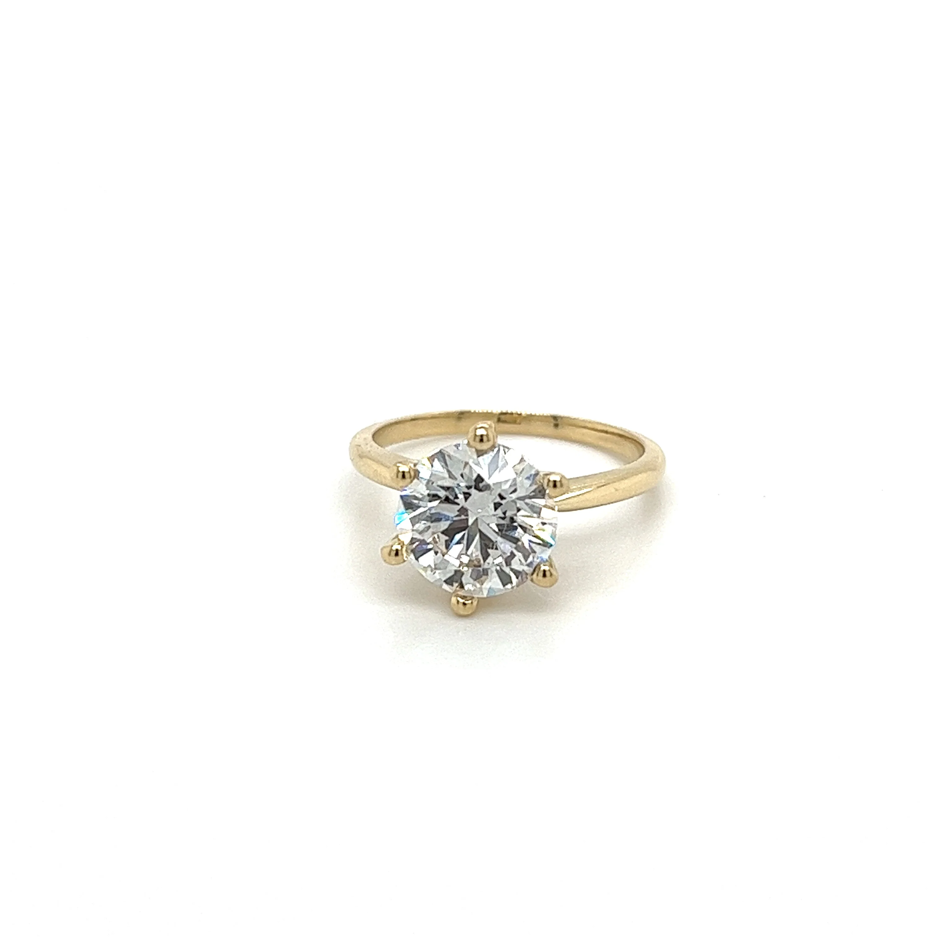 2.60 Carat Lab Grown 14K Yellow Gold 6-Prong Solitaire Diamond Engagement Ring - Image 6