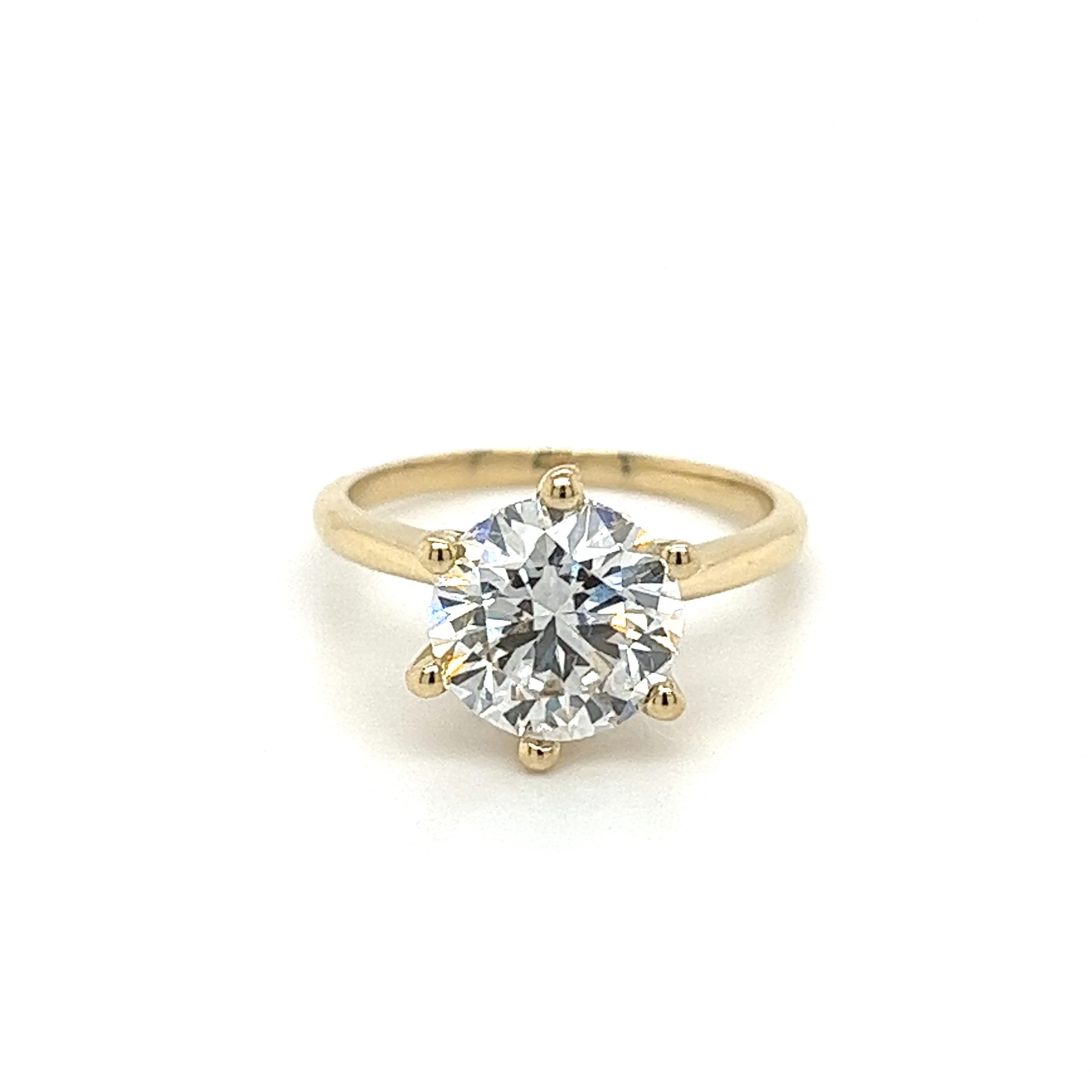 2.60 Carat Lab Grown 14K Yellow Gold 6-Prong Solitaire Diamond Engagement Ring - Image 7