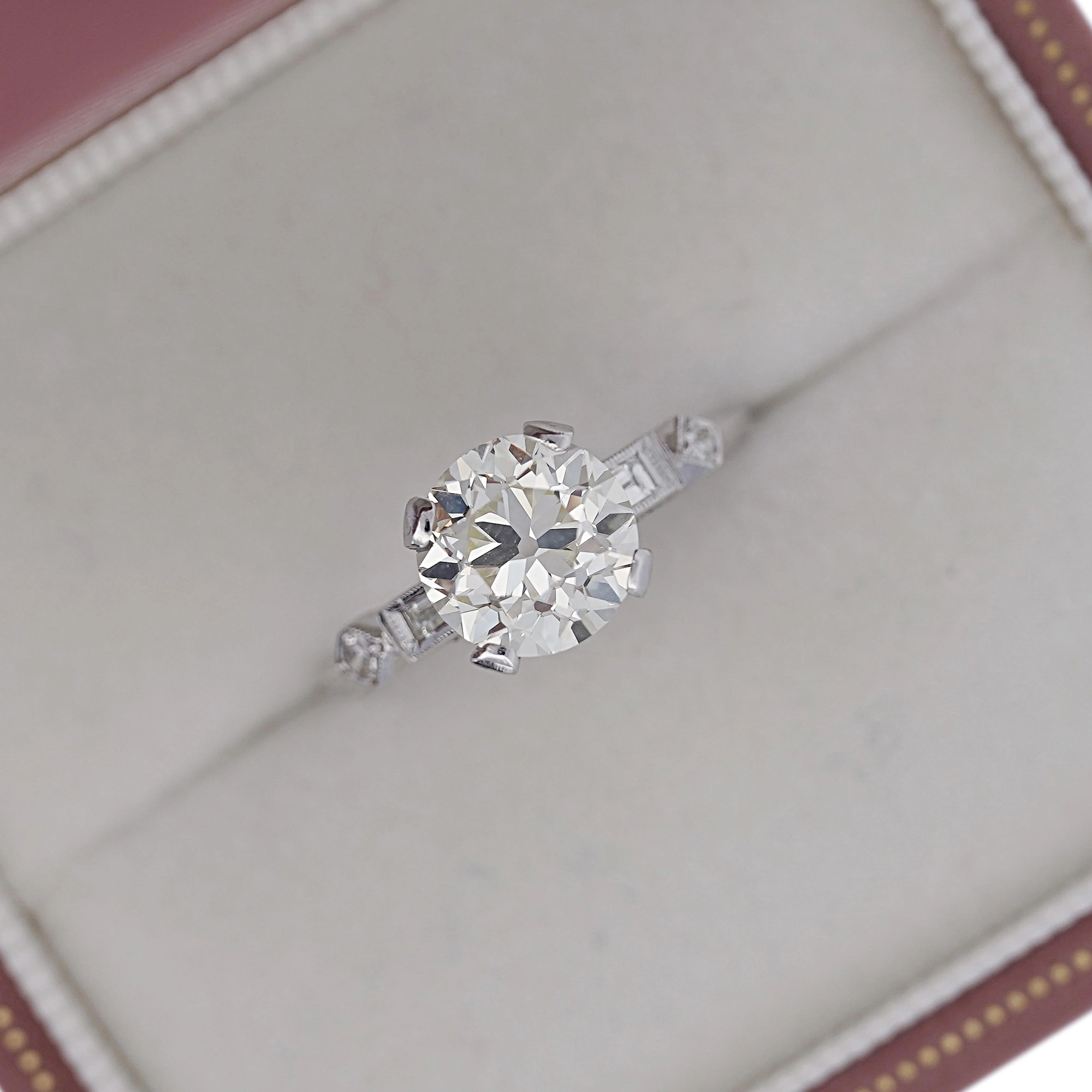 2.61 Carat European Cut M-N/VS1 Diamond Vintage Art Deco Engagement Ring - Image 8
