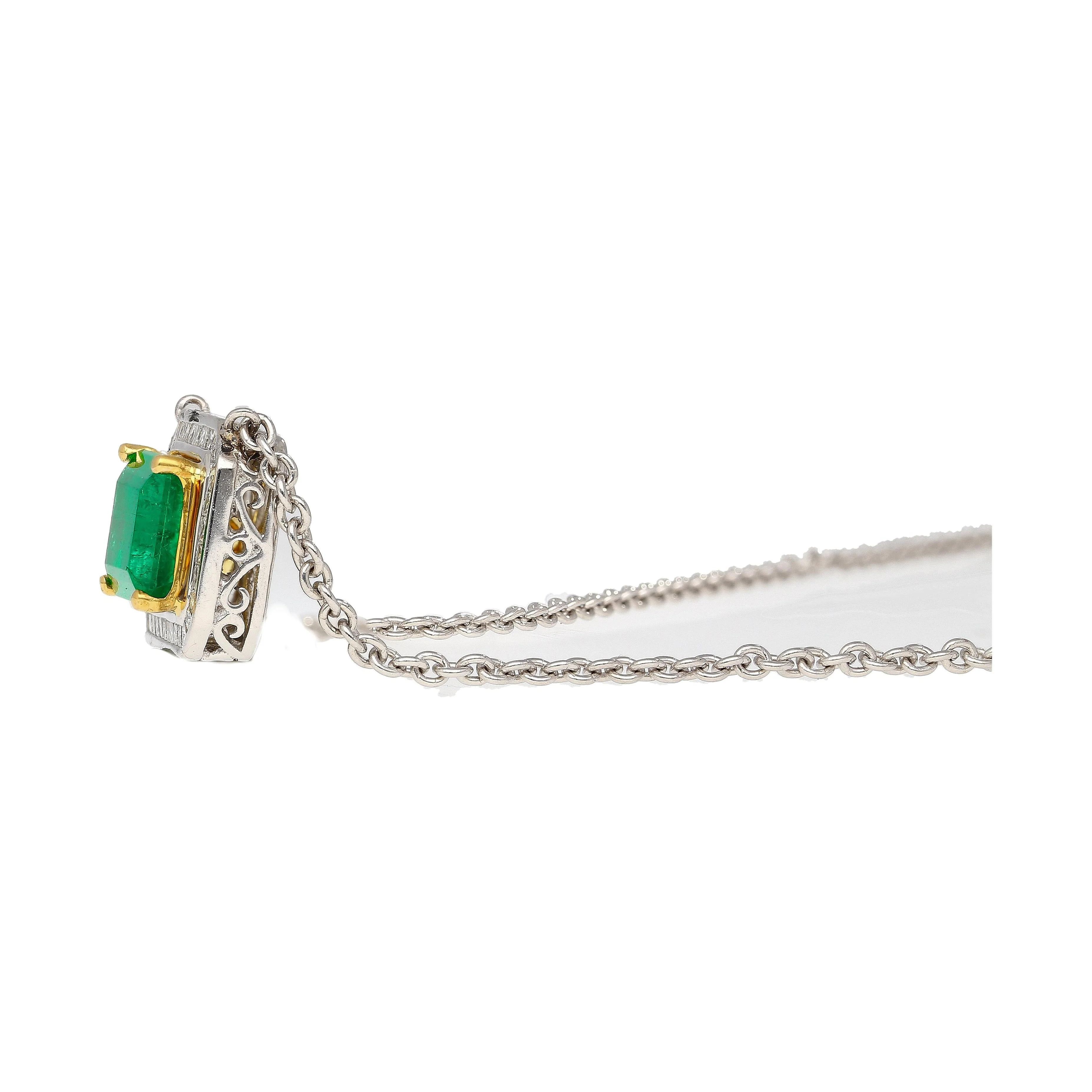 2.66 Carat Vivid Green Minor Oil Muzo Mine Colombian Emerald Floating Necklace - Image 2