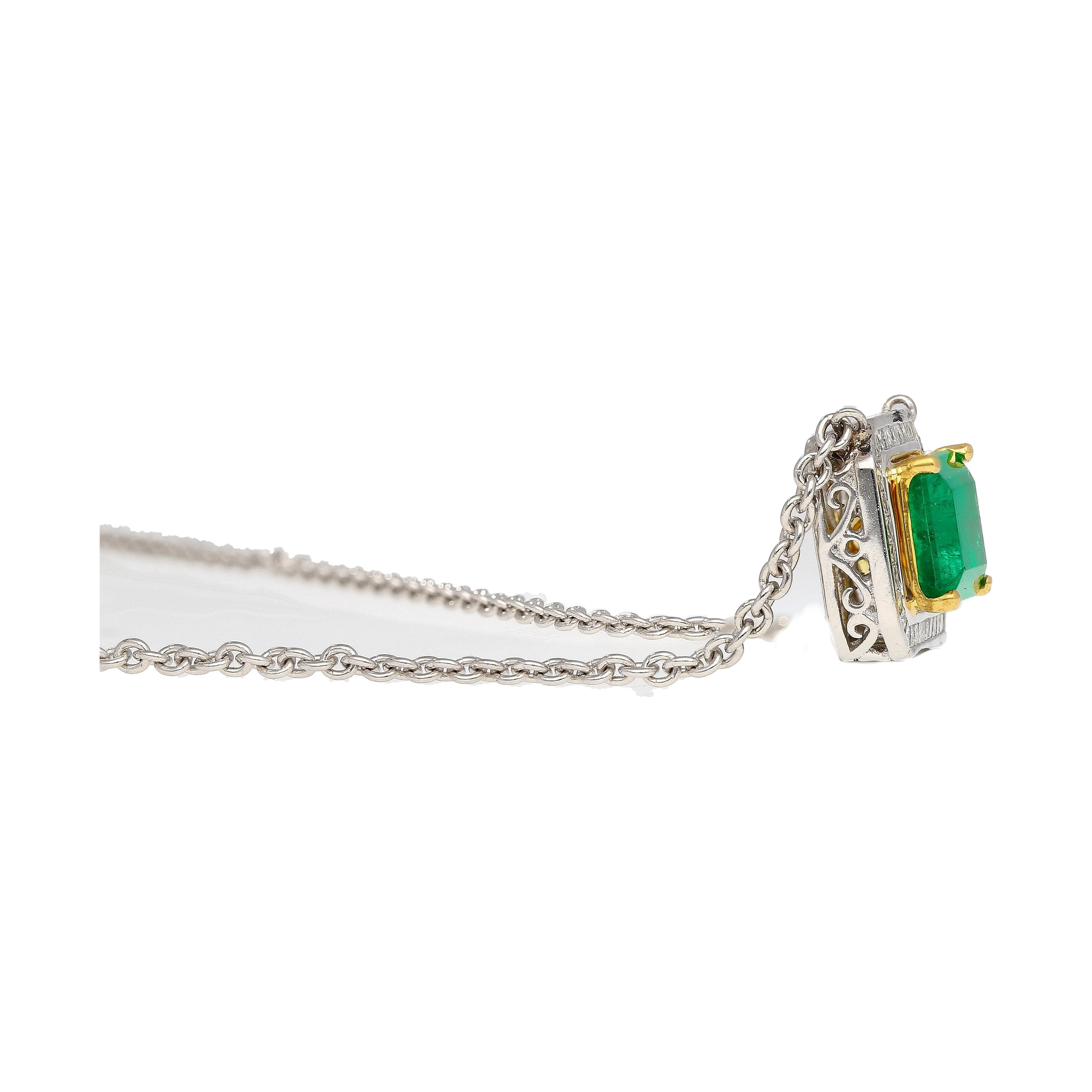2.66 Carat Vivid Green Minor Oil Muzo Mine Colombian Emerald Floating Necklace - Image 3